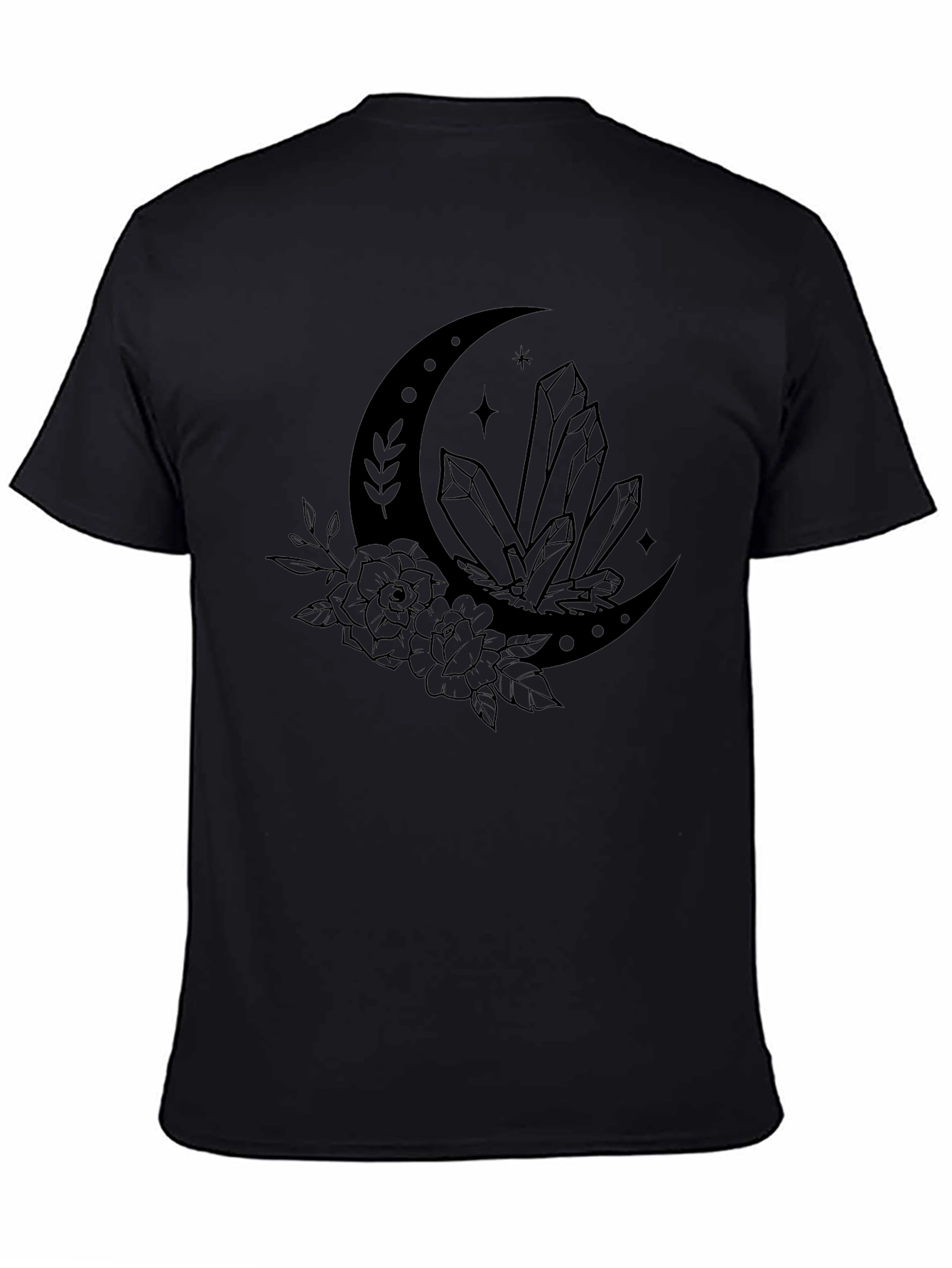 Crescent Moon Crystal T-Shirt - Black Graphic Tee