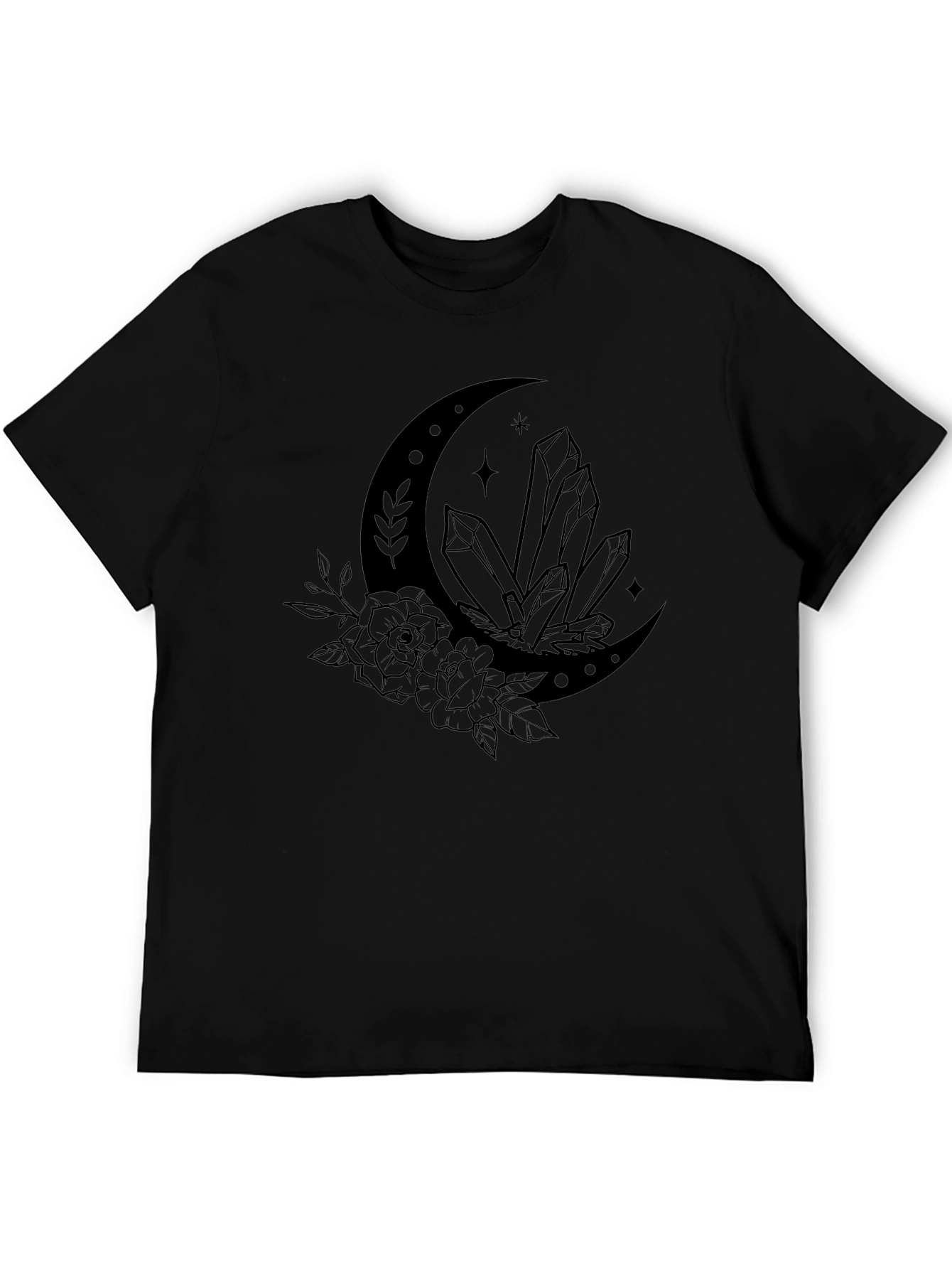 Crescent Moon Crystal T-Shirt - Black Graphic Tee