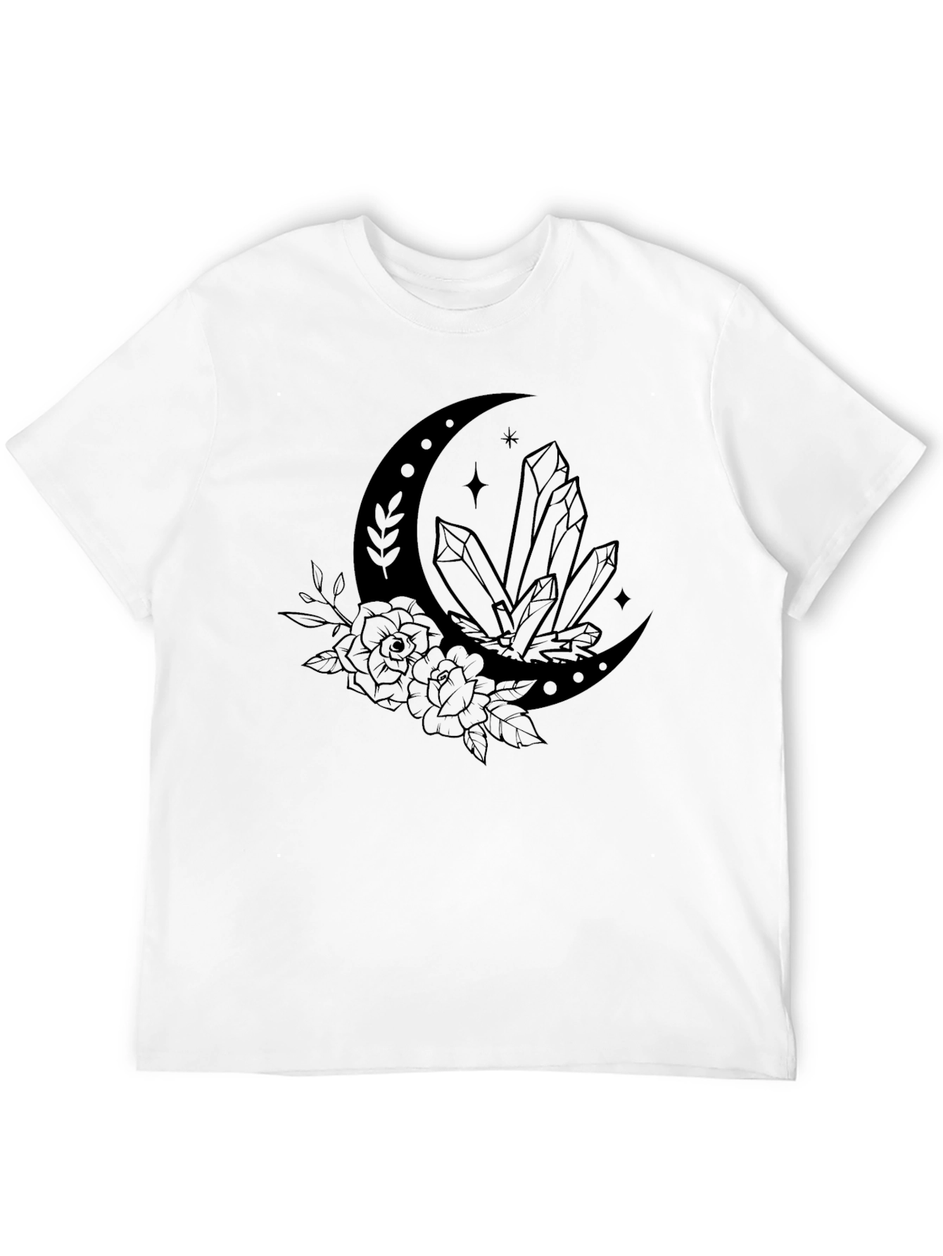 Crescent Moon Crystal T-Shirt - Black Graphic Tee