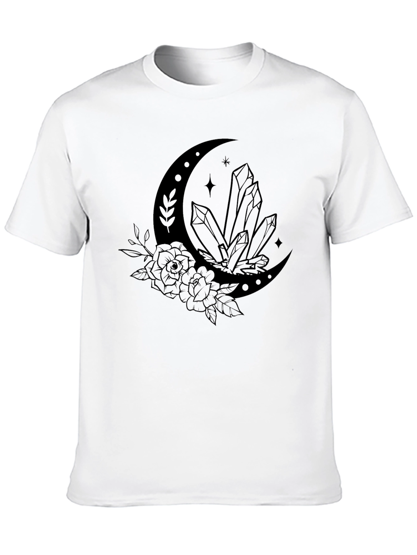 Crescent Moon Crystal T-Shirt - Black Graphic Tee