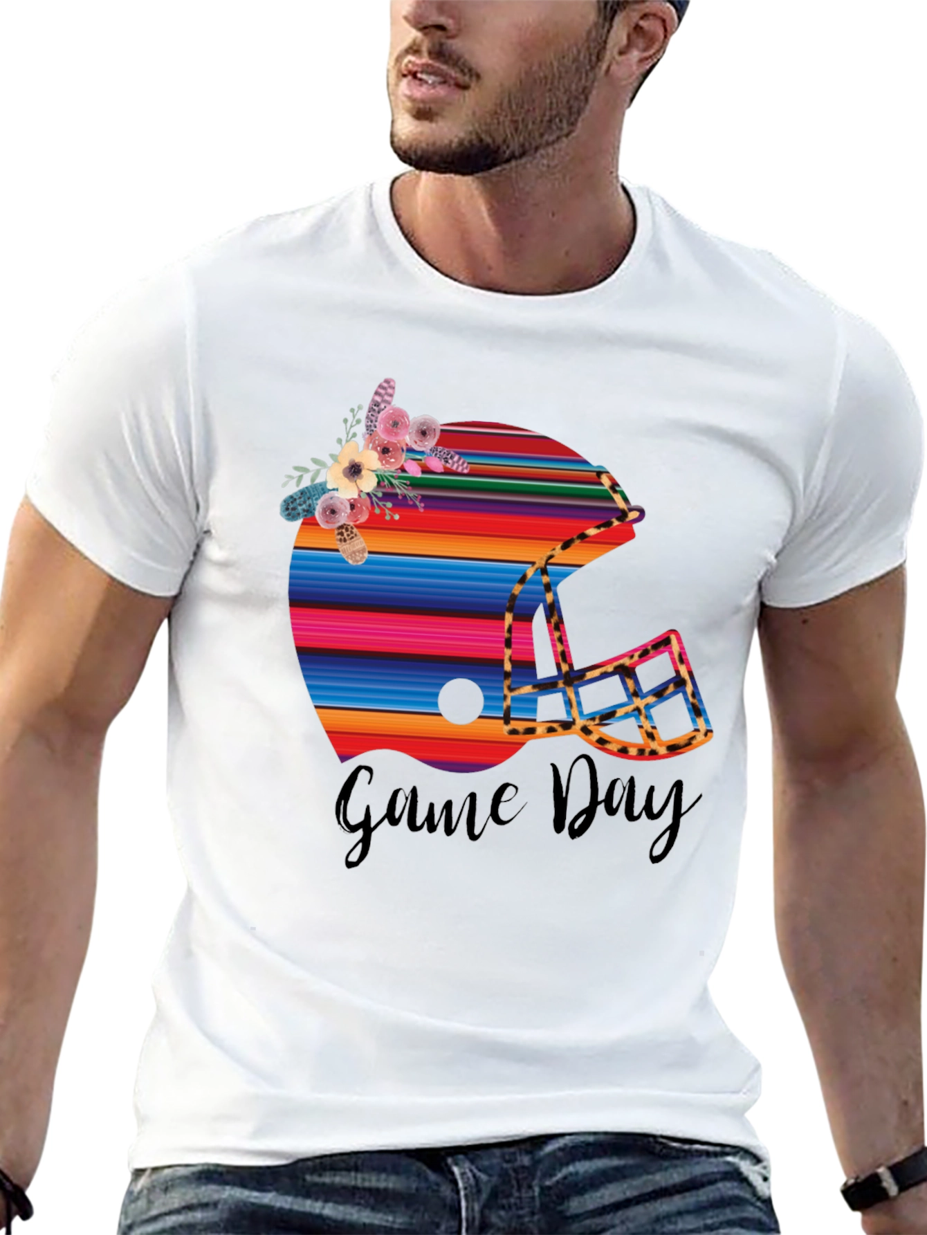 Game Day Football Helmet Graphic Tee