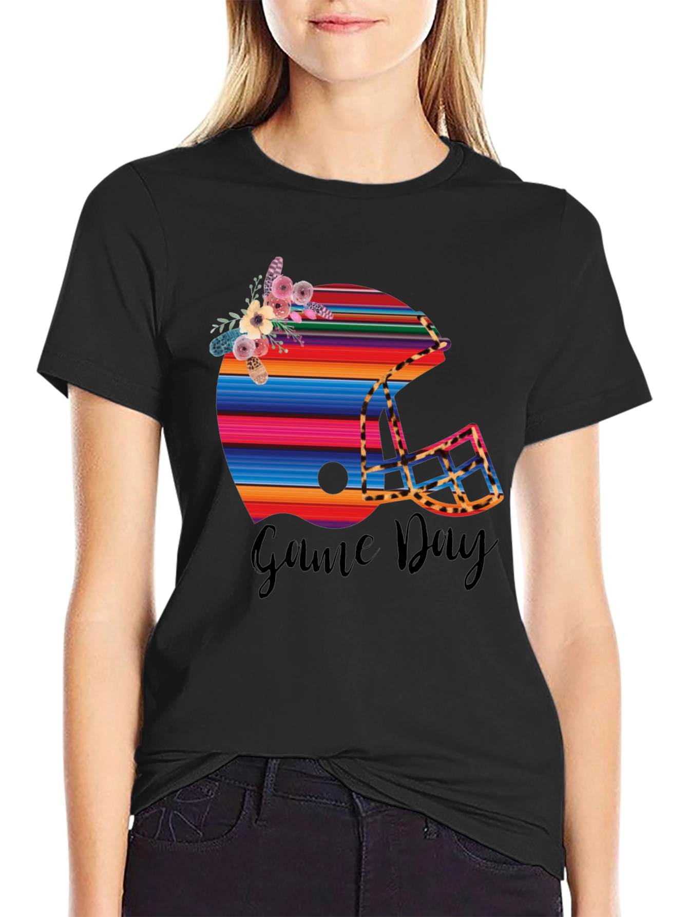 Game Day Football Helmet Graphic Tee