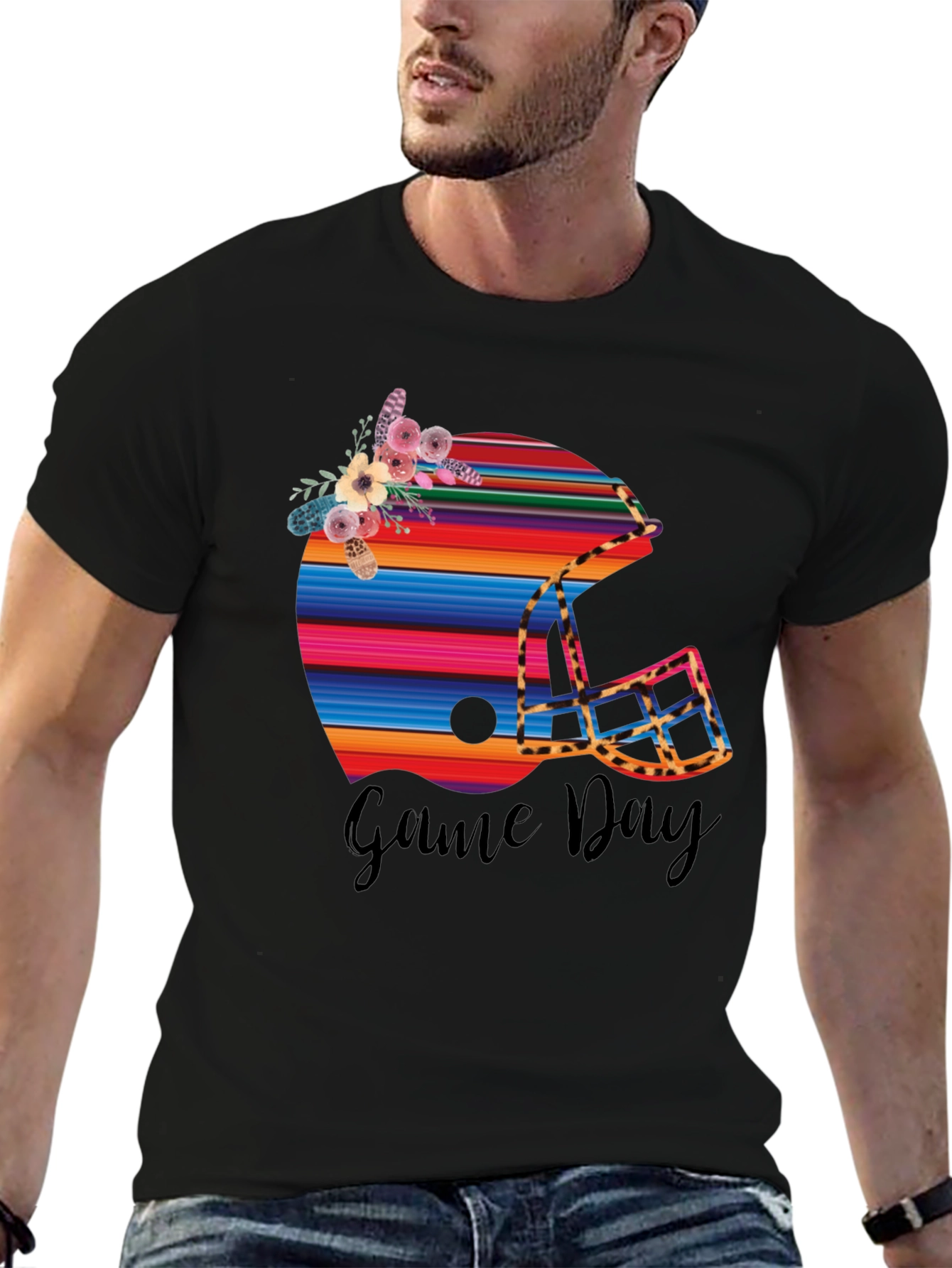Game Day Football Helmet Graphic Tee