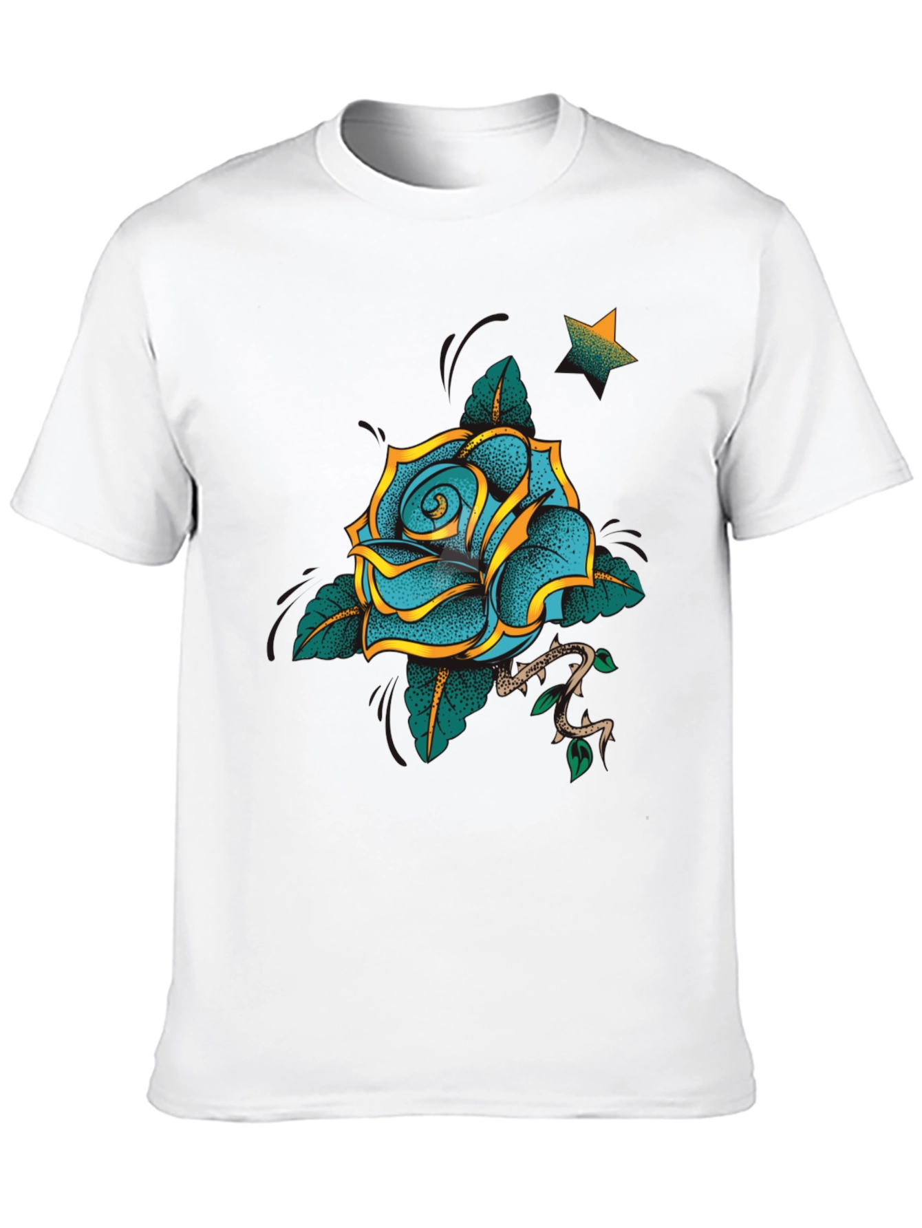 Blue Rose Graphic Tee - Stylish & Unique Design