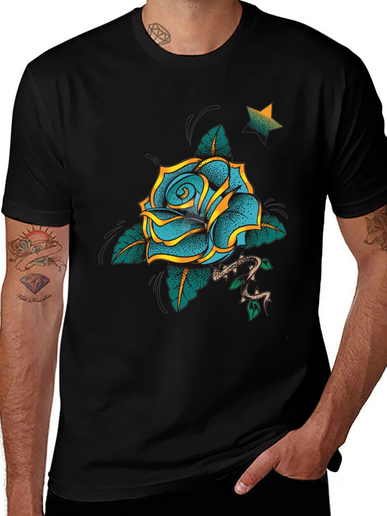 Blue Rose Graphic Tee - Stylish & Unique Design