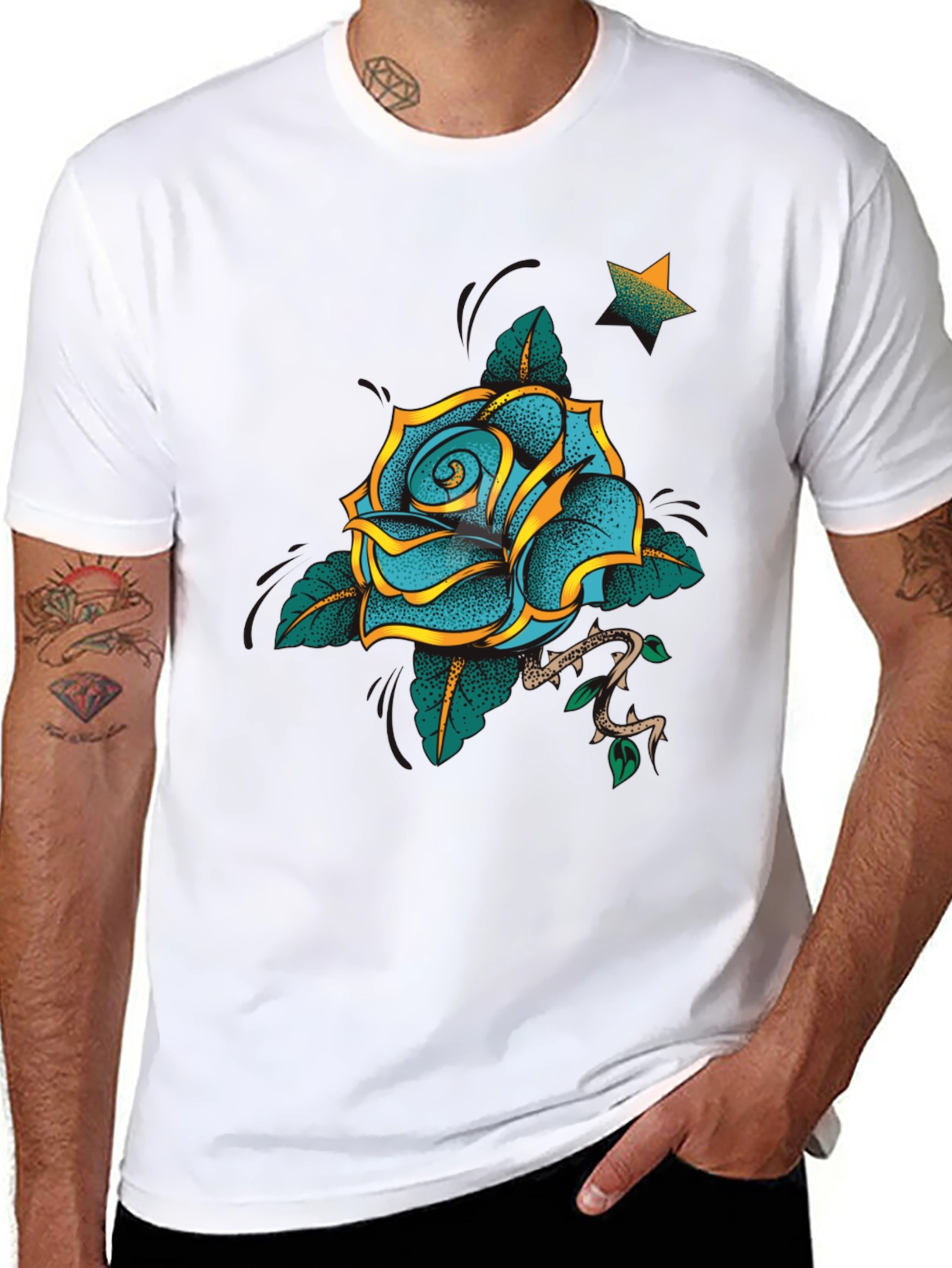Blue Rose Graphic Tee - Stylish & Unique Design