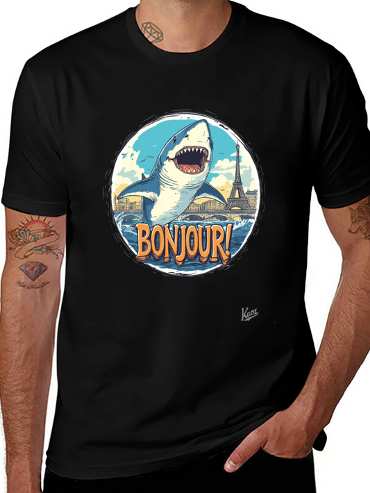 Bonjour Shark Graphic Tee - Paris Souvenir
