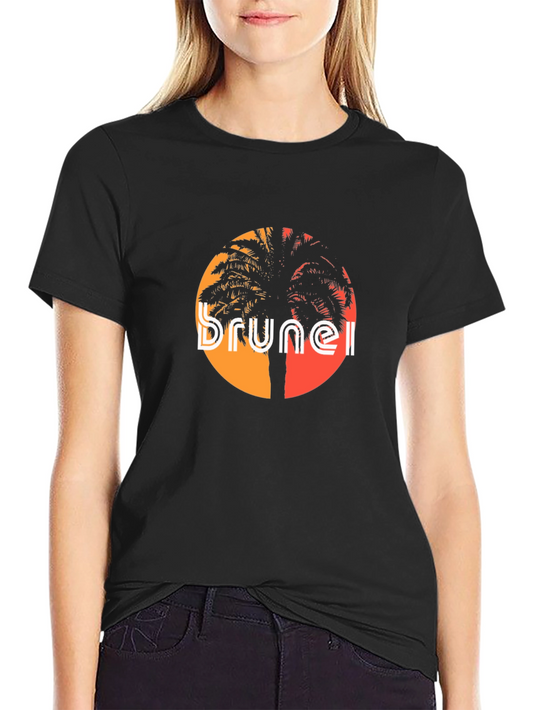 Brunei Sunset Graphic Tee - Black Cotton T-Shirt
