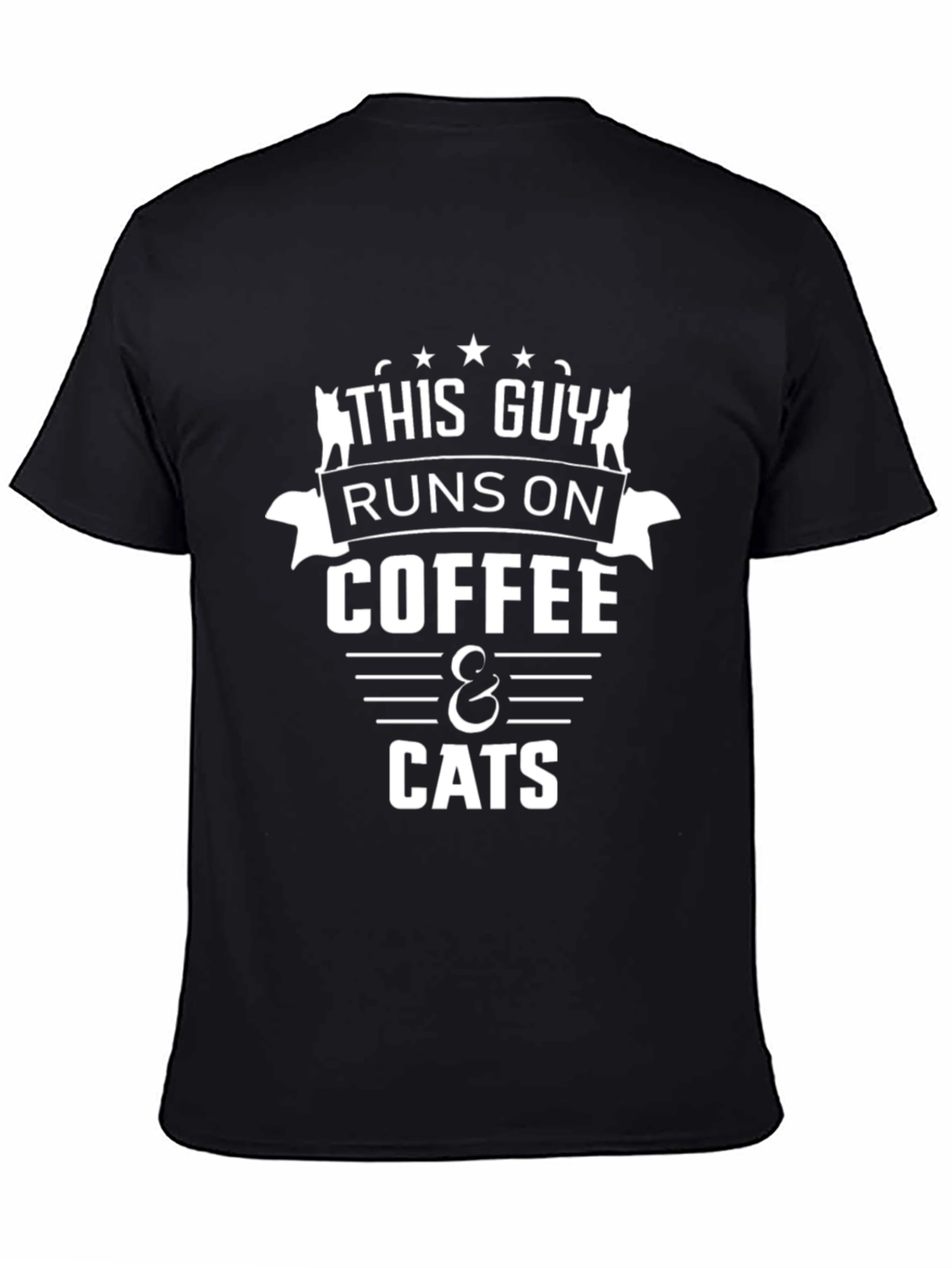 Coffee & Cats Graphic T-Shirt - Black Cotton
