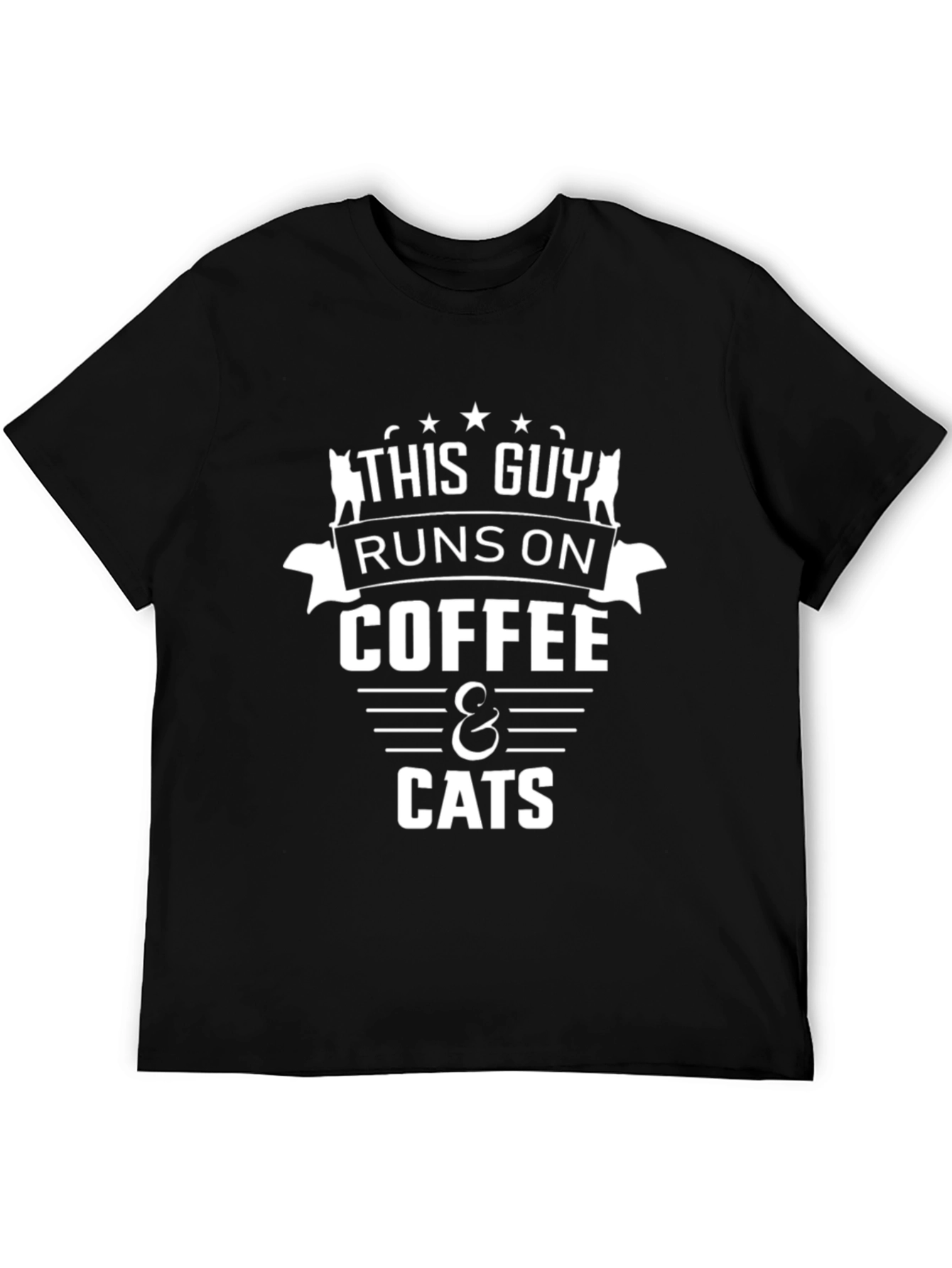 Coffee & Cats Graphic T-Shirt - Black Cotton
