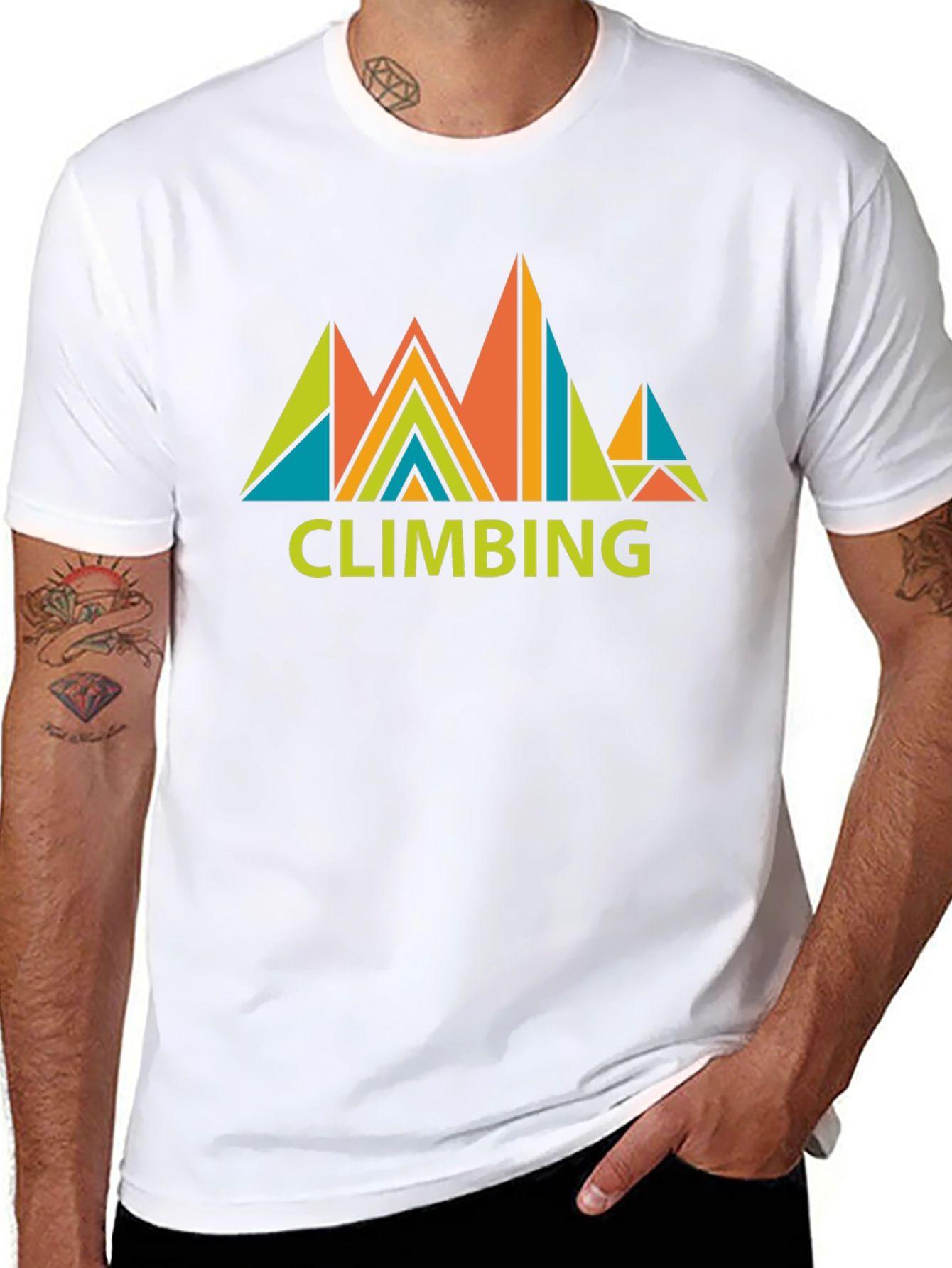 Geometric Mountain Climbing T-Shirt - Black
