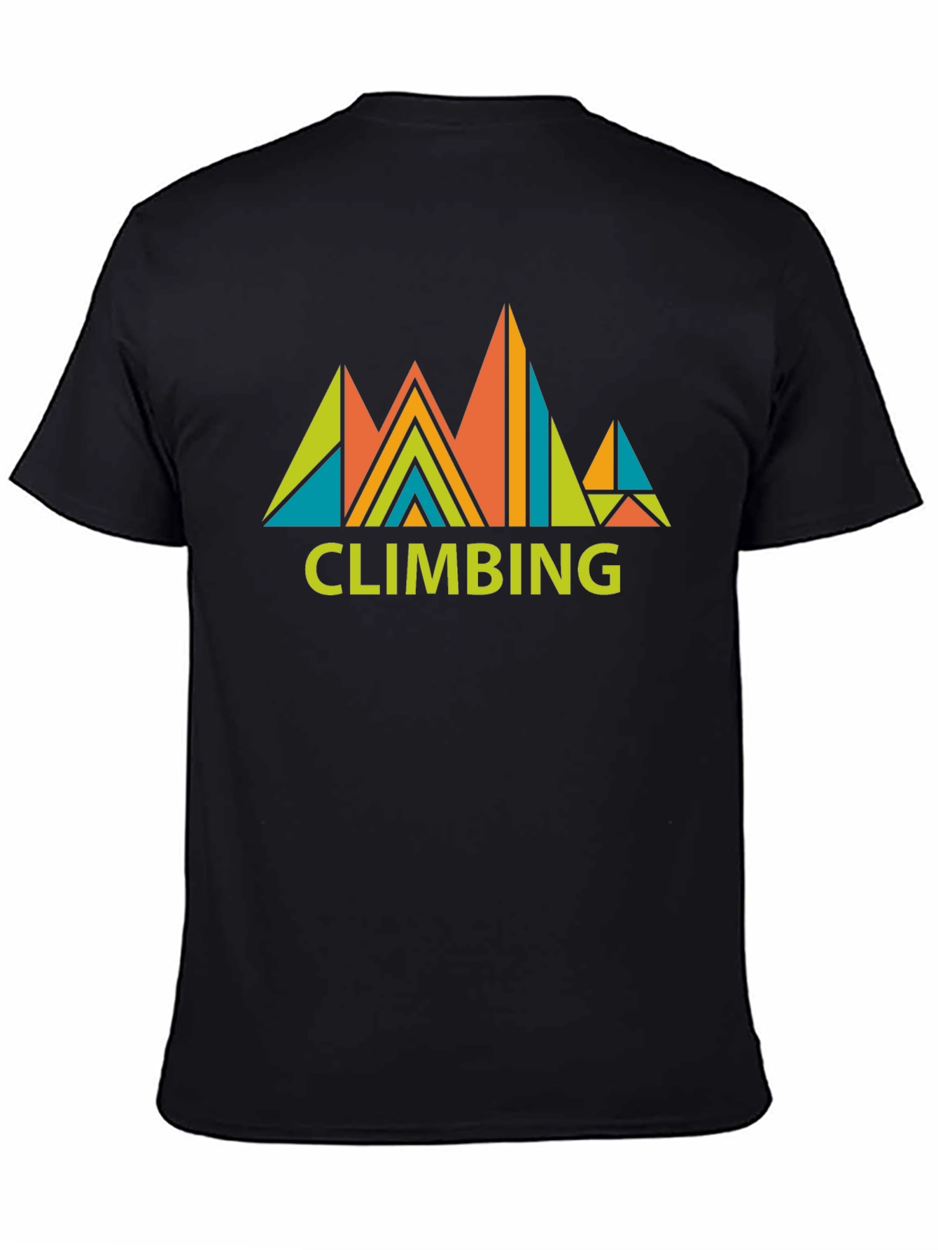 Geometric Mountain Climbing T-Shirt - Black