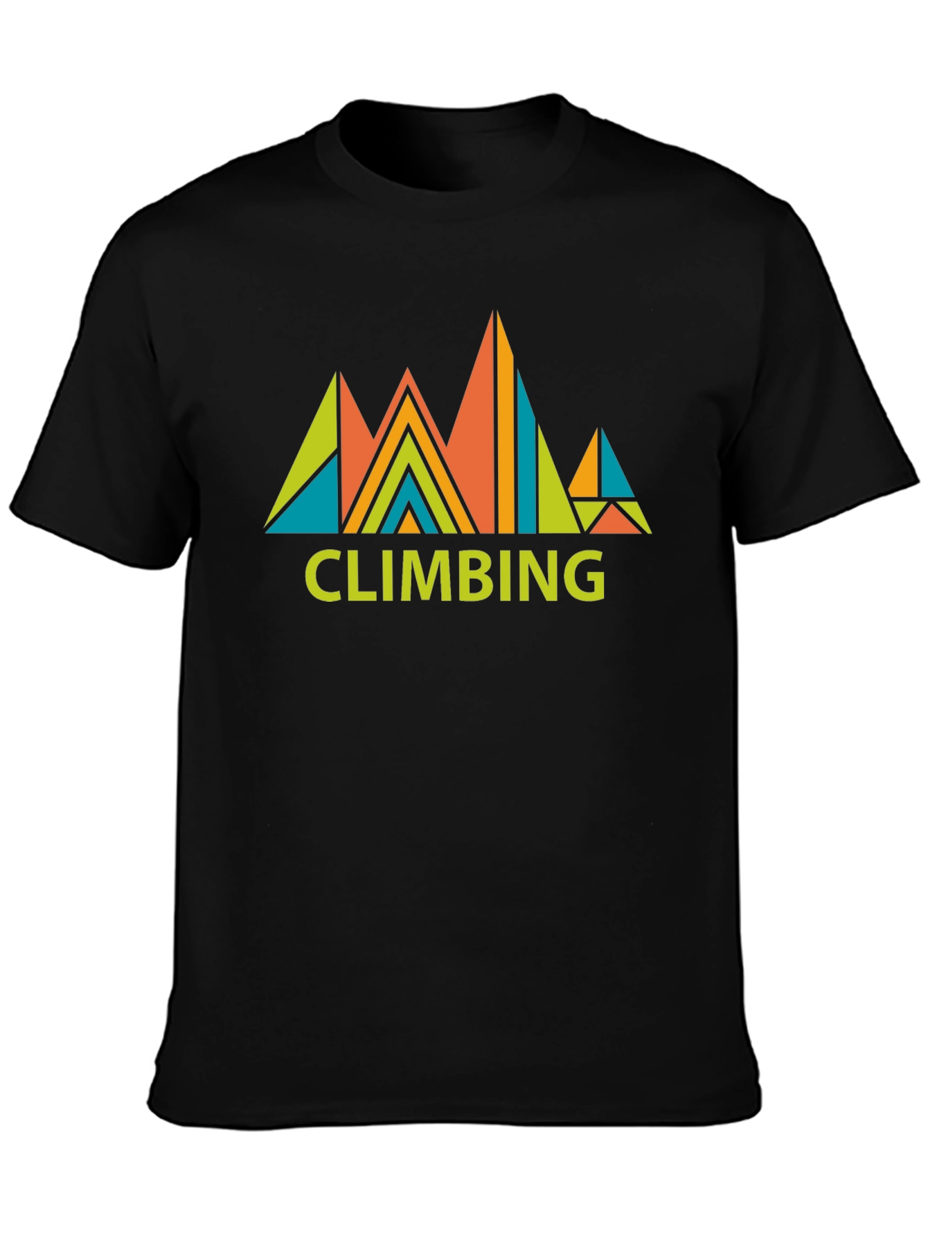 Geometric Mountain Climbing T-Shirt - Black
