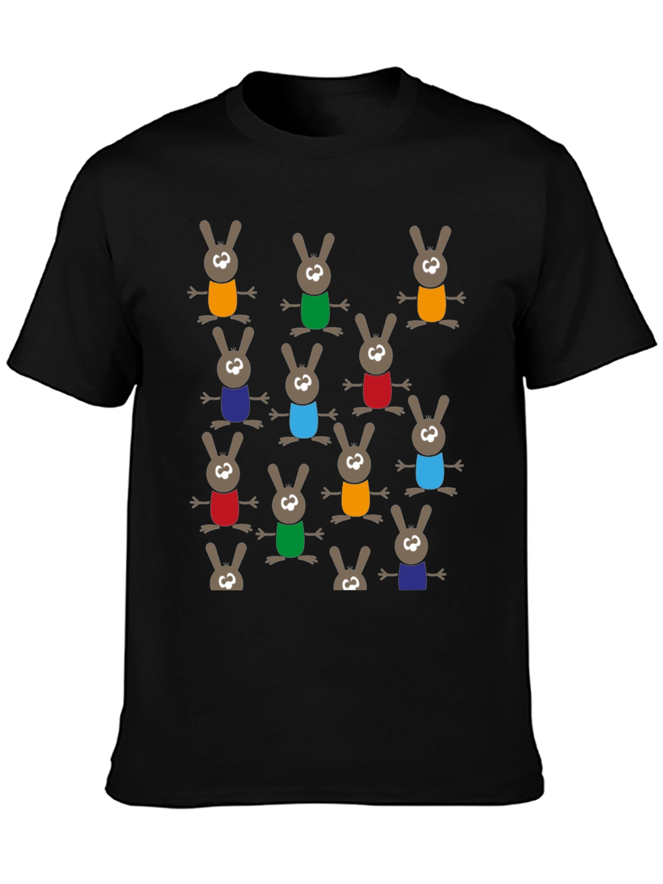 Fun Cartoon Bunny Pattern T-Shirt