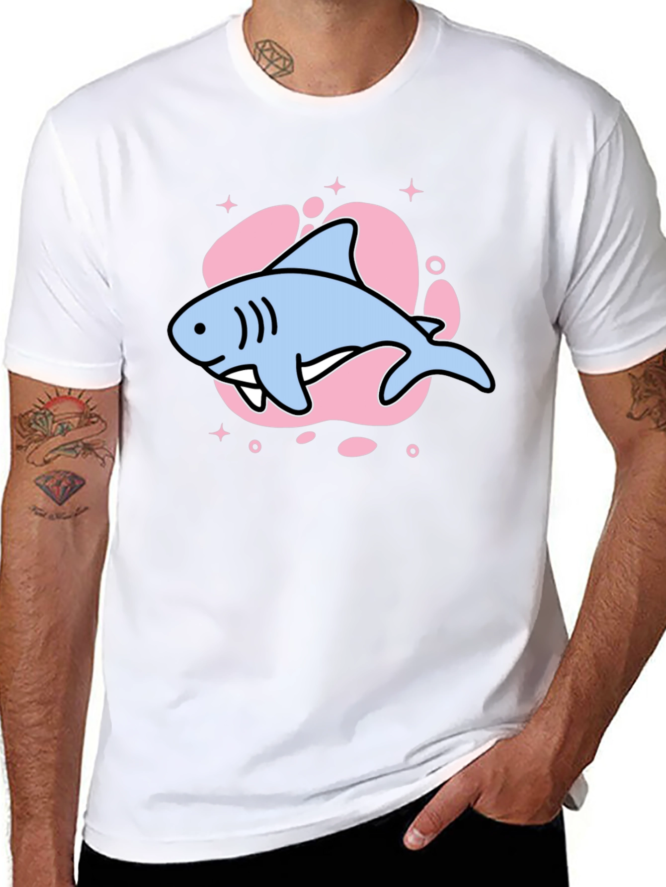 Cute Cartoon Shark Graphic T-Shirt