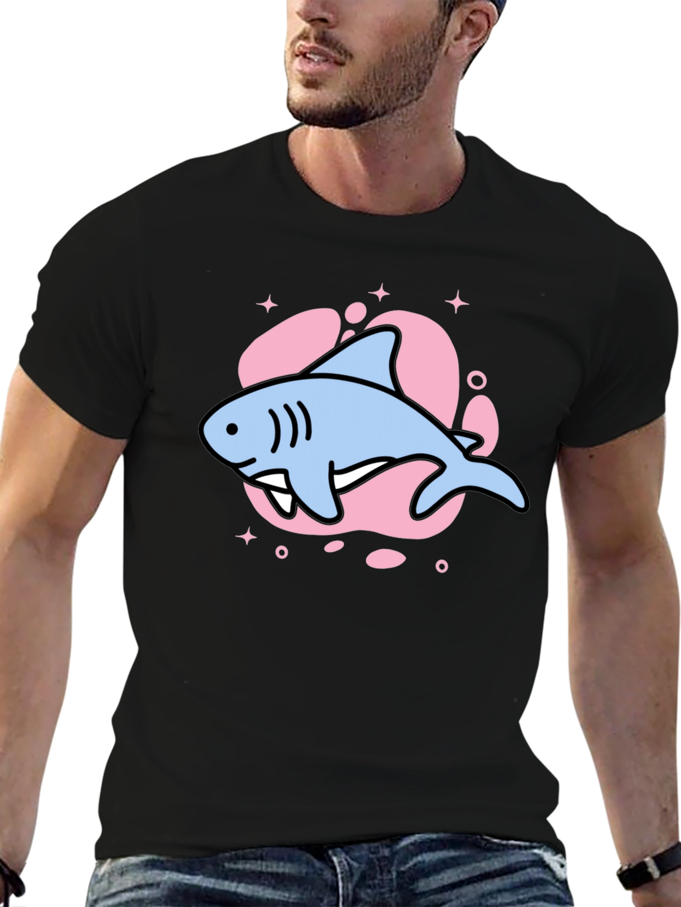 Cute Cartoon Shark Graphic T-Shirt