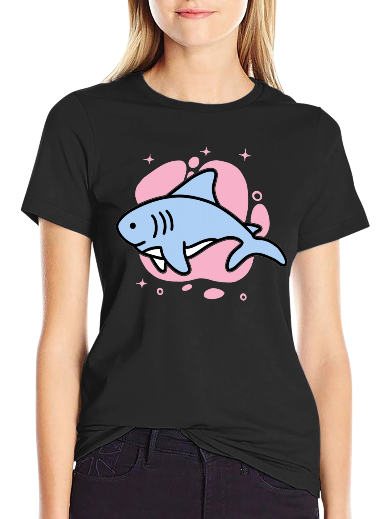 Cute Cartoon Shark Graphic T-Shirt