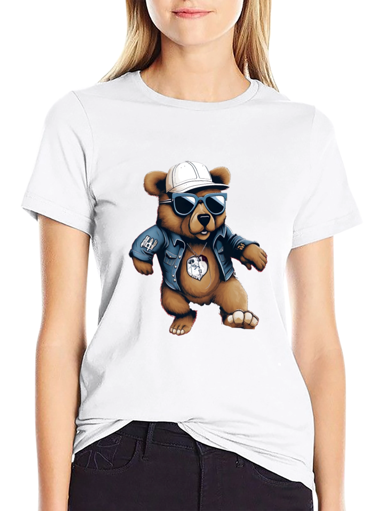 Cool Bear Graphic Tee - Black Cotton Blend