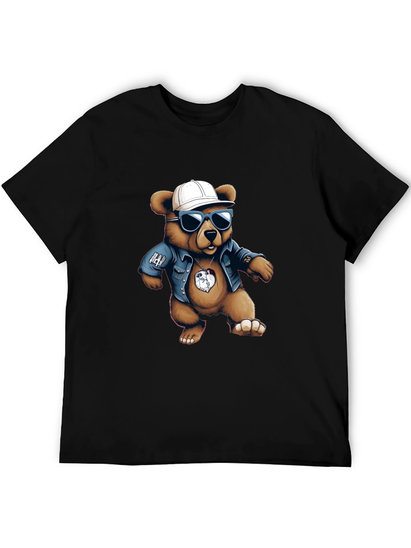 Cool Bear Graphic Tee - Black Cotton Blend