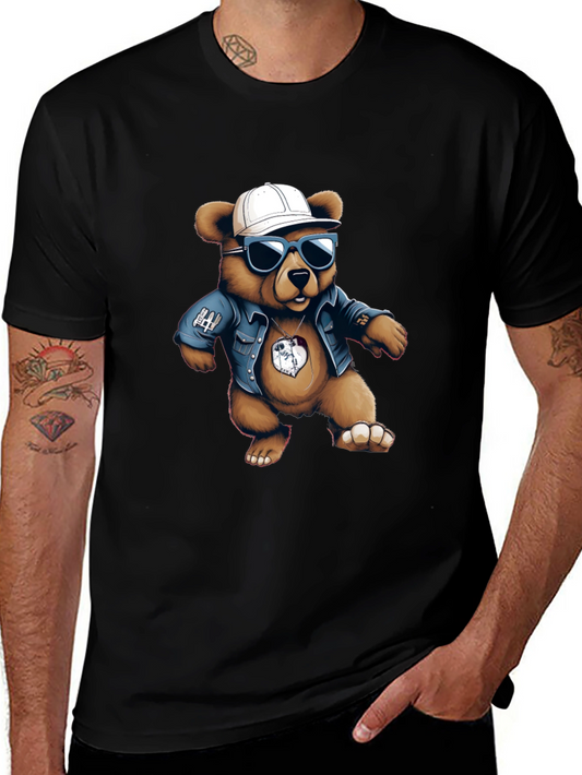 Cool Bear Graphic Tee - Black Cotton Blend