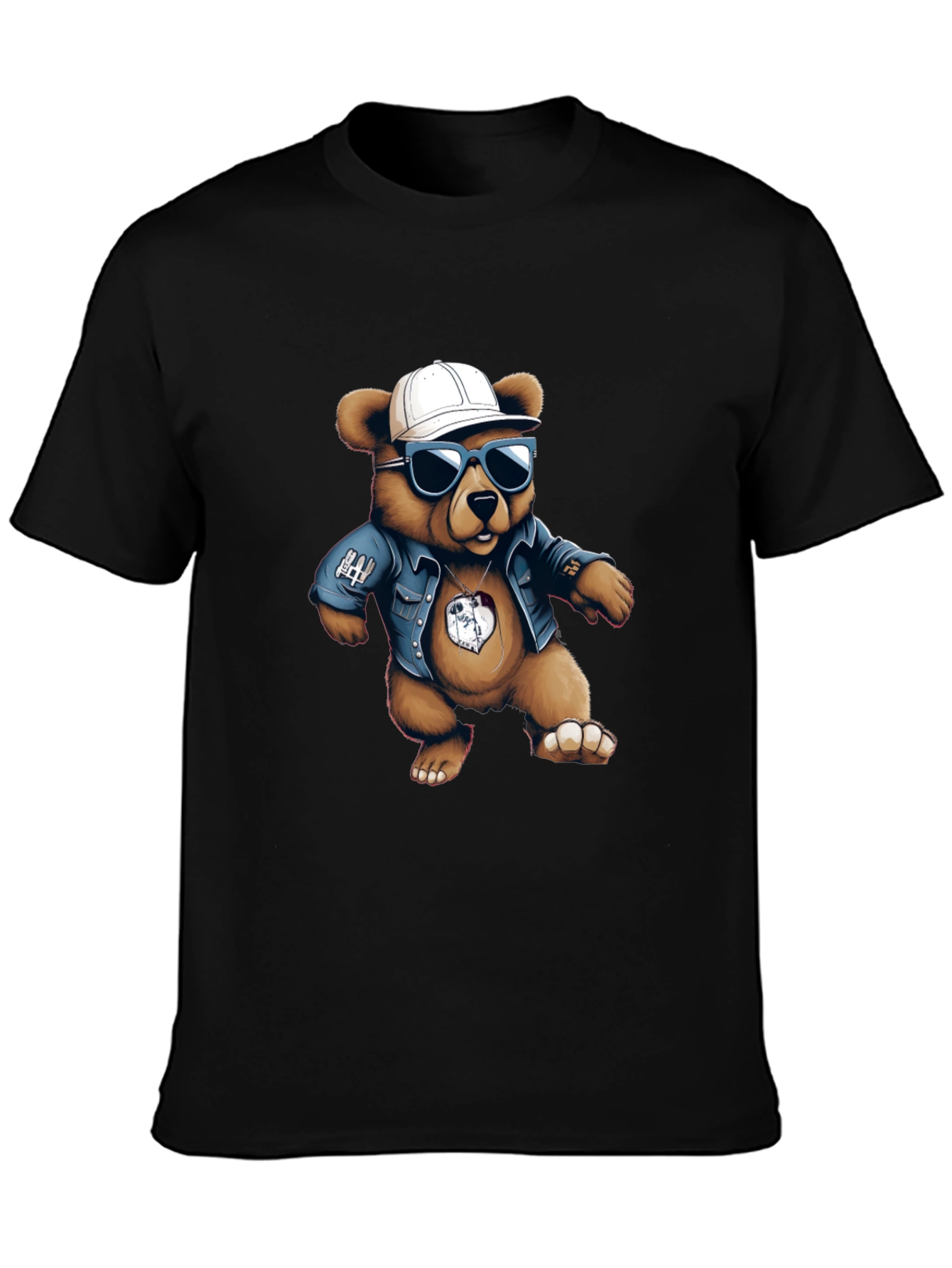 Cool Bear Graphic Tee - Black Cotton Blend
