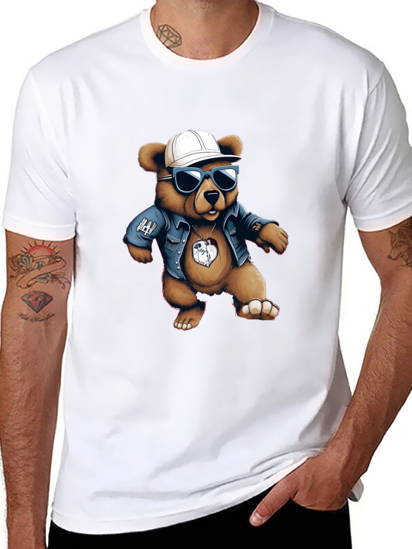 Cool Bear Graphic Tee - Black Cotton Blend