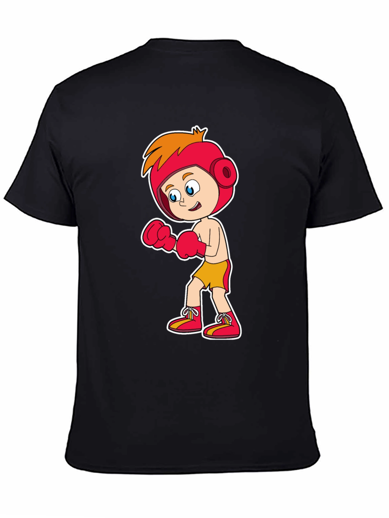 Cartoon Boxer T-Shirt Black Cotton Tee