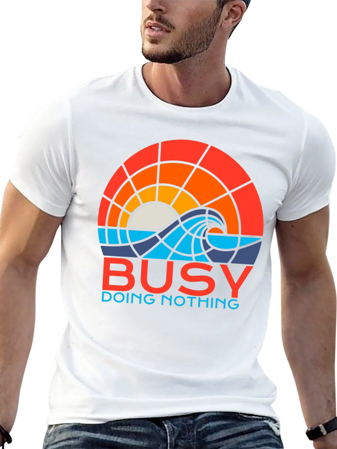 Busy Doing Nothing Graphic T-Shirt - Retro Sunset Design