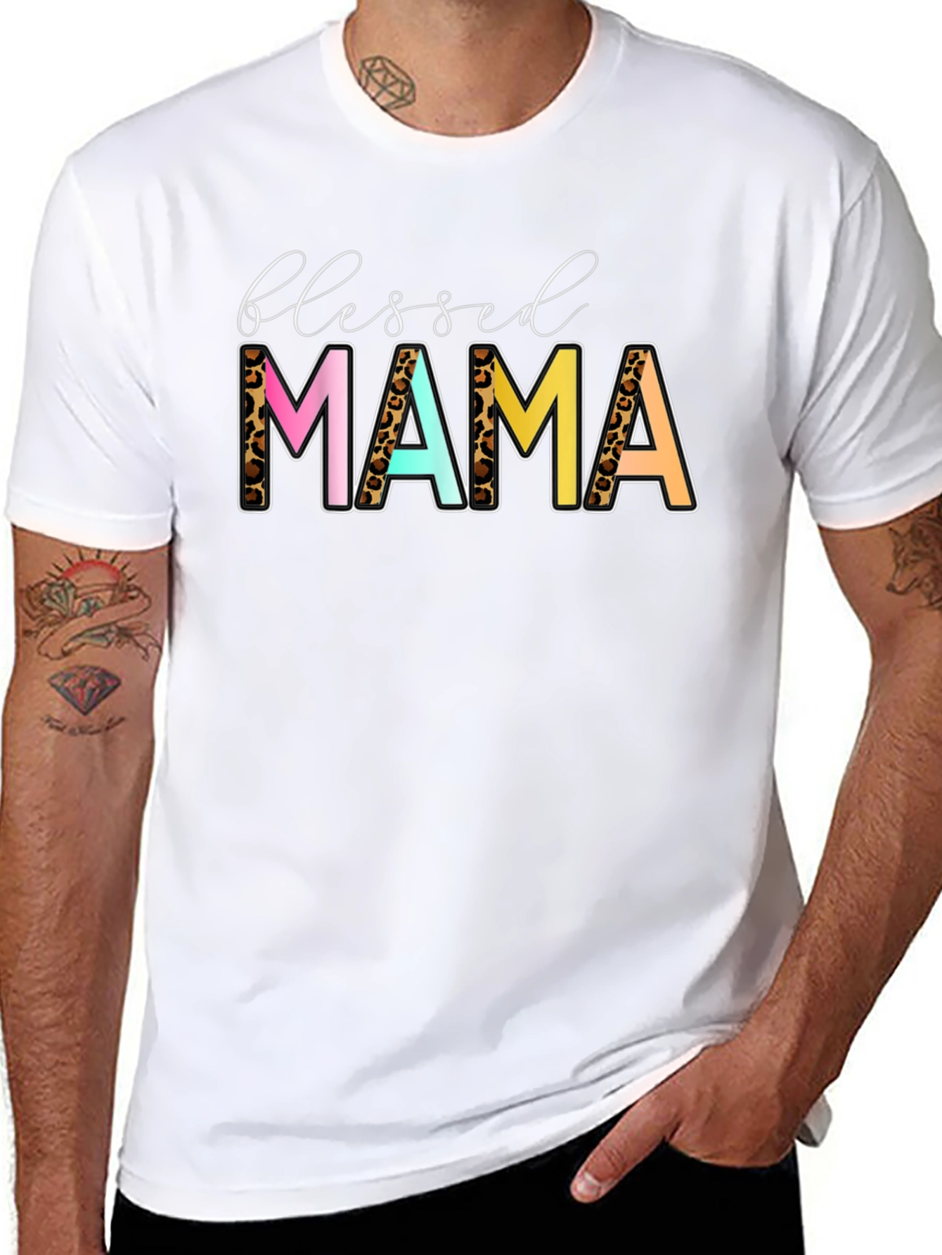 Blessed Mama Leopard Print Graphic Tee