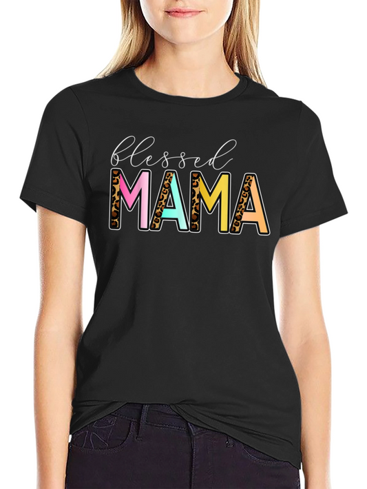 Blessed Mama Leopard Print Graphic Tee