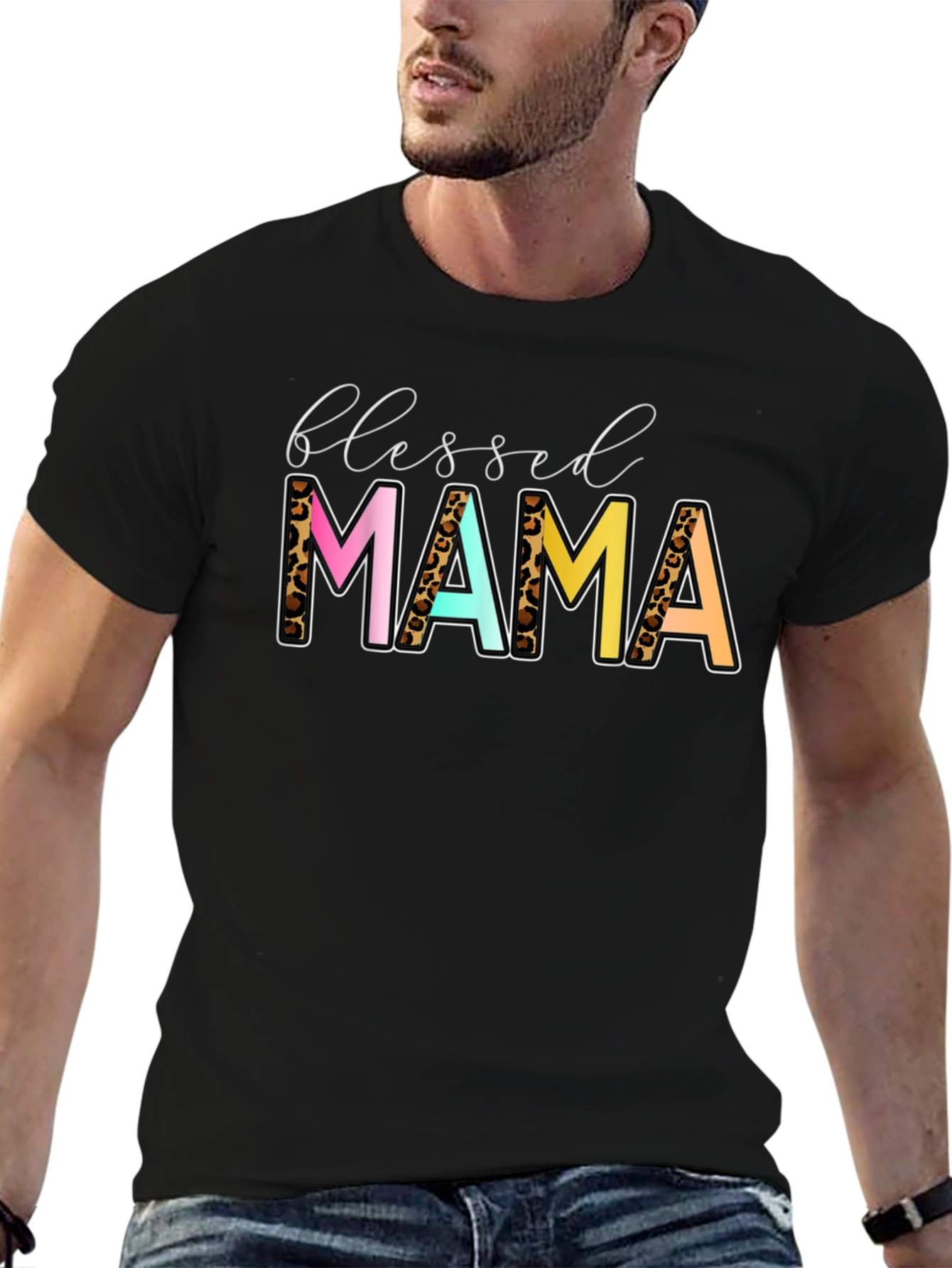 Blessed Mama Leopard Print Graphic Tee