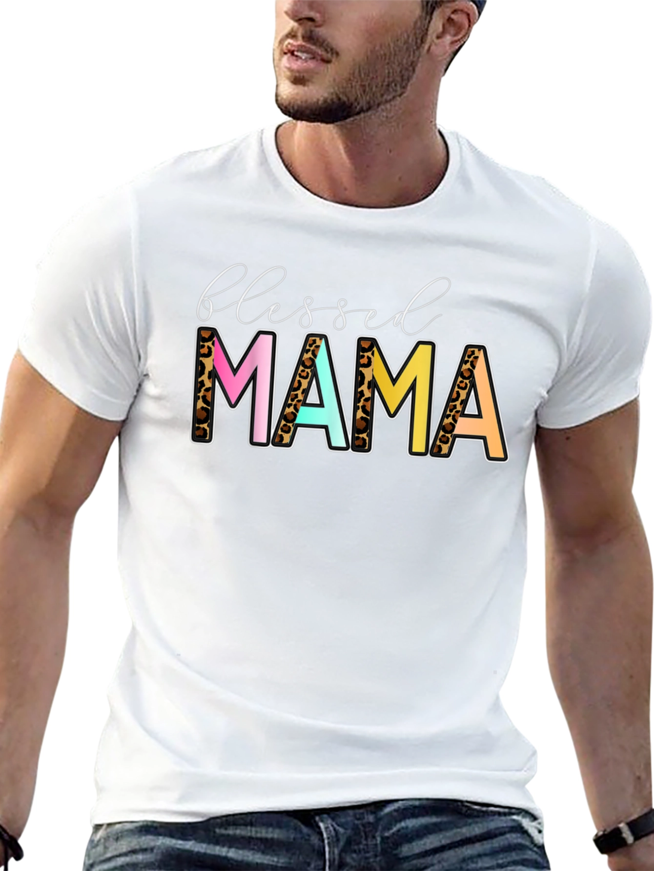 Blessed Mama Leopard Print Graphic Tee