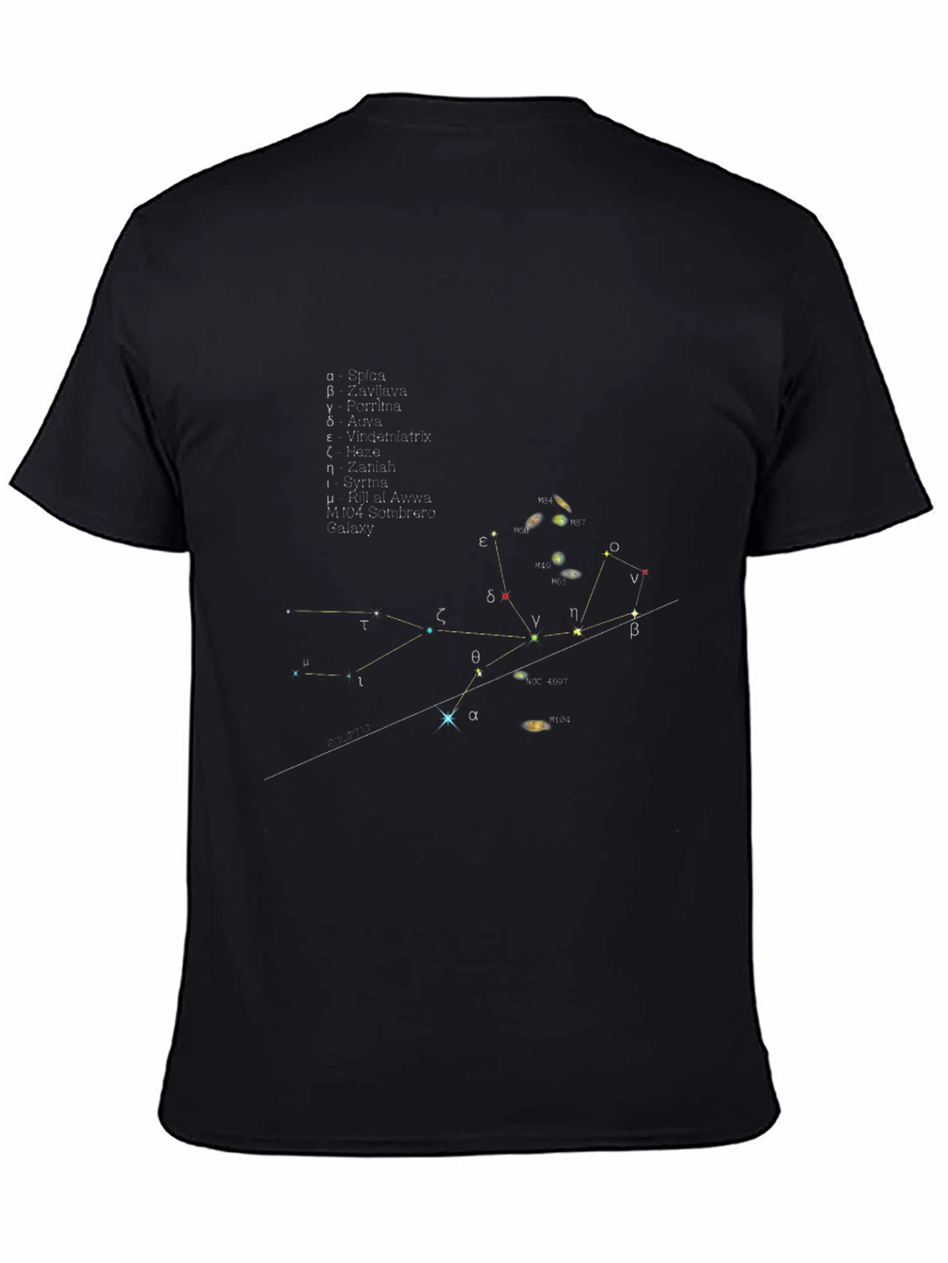 Virgo Constellation Graphic Black T-Shirt