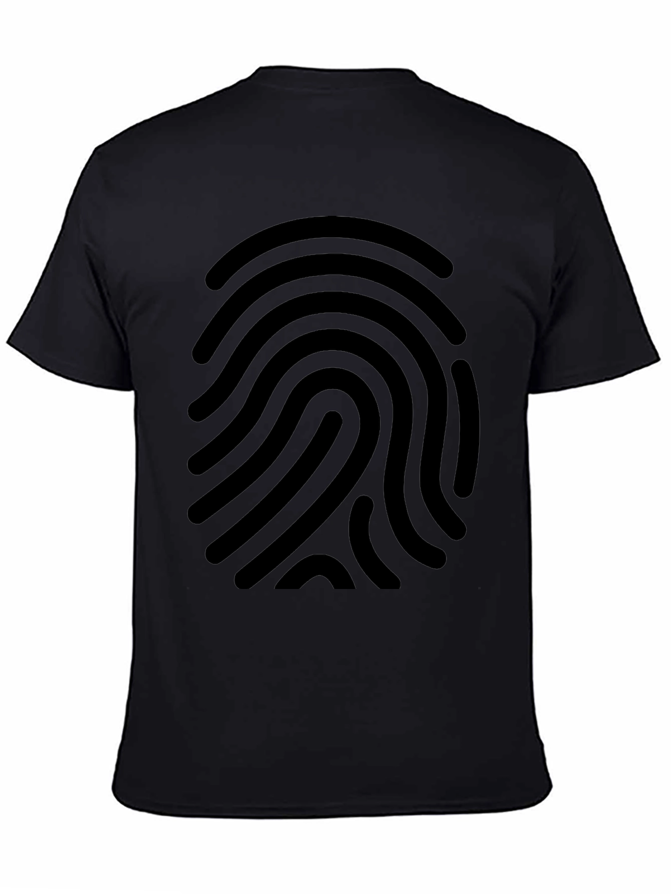Fingerprint Graphic Tee - Black Cotton Casual Shirt