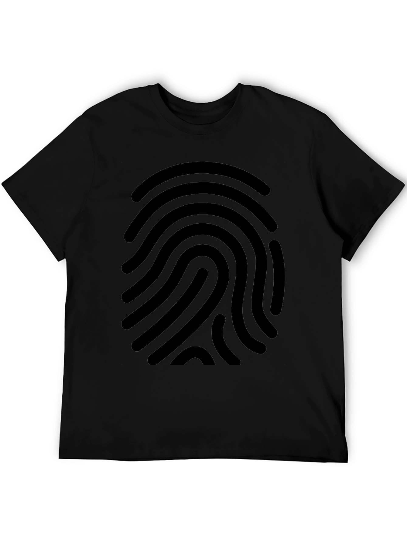 Fingerprint Graphic Tee - Black Cotton Casual Shirt