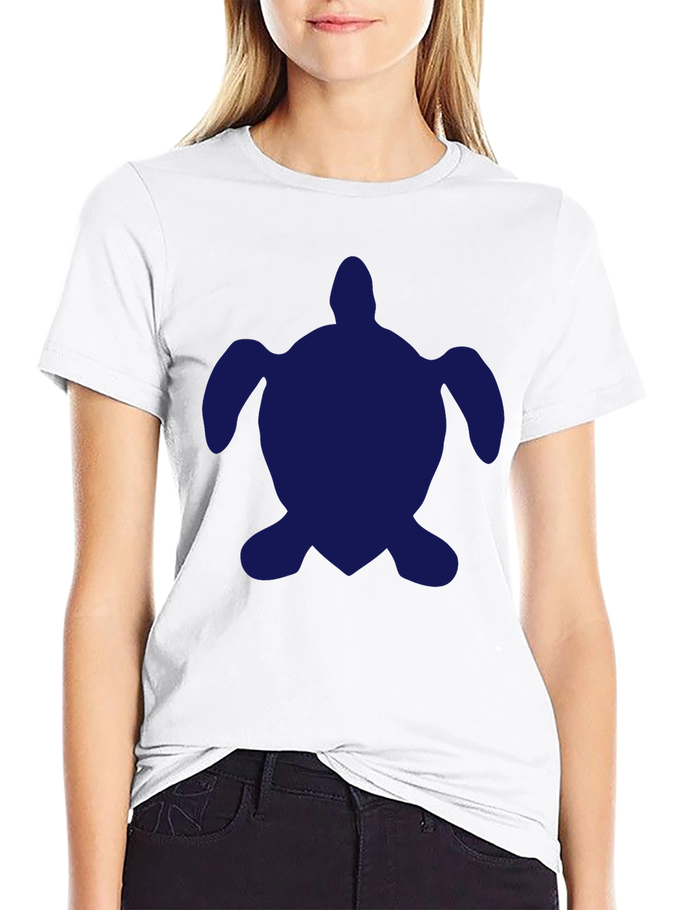 Navy Turtle Graphic Black T-Shirt