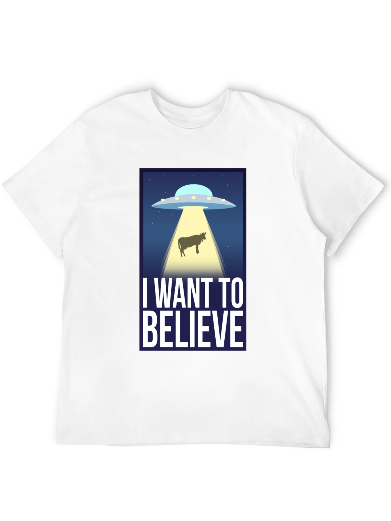 I Want to Believe UFO Cow Abduction T-Shirt