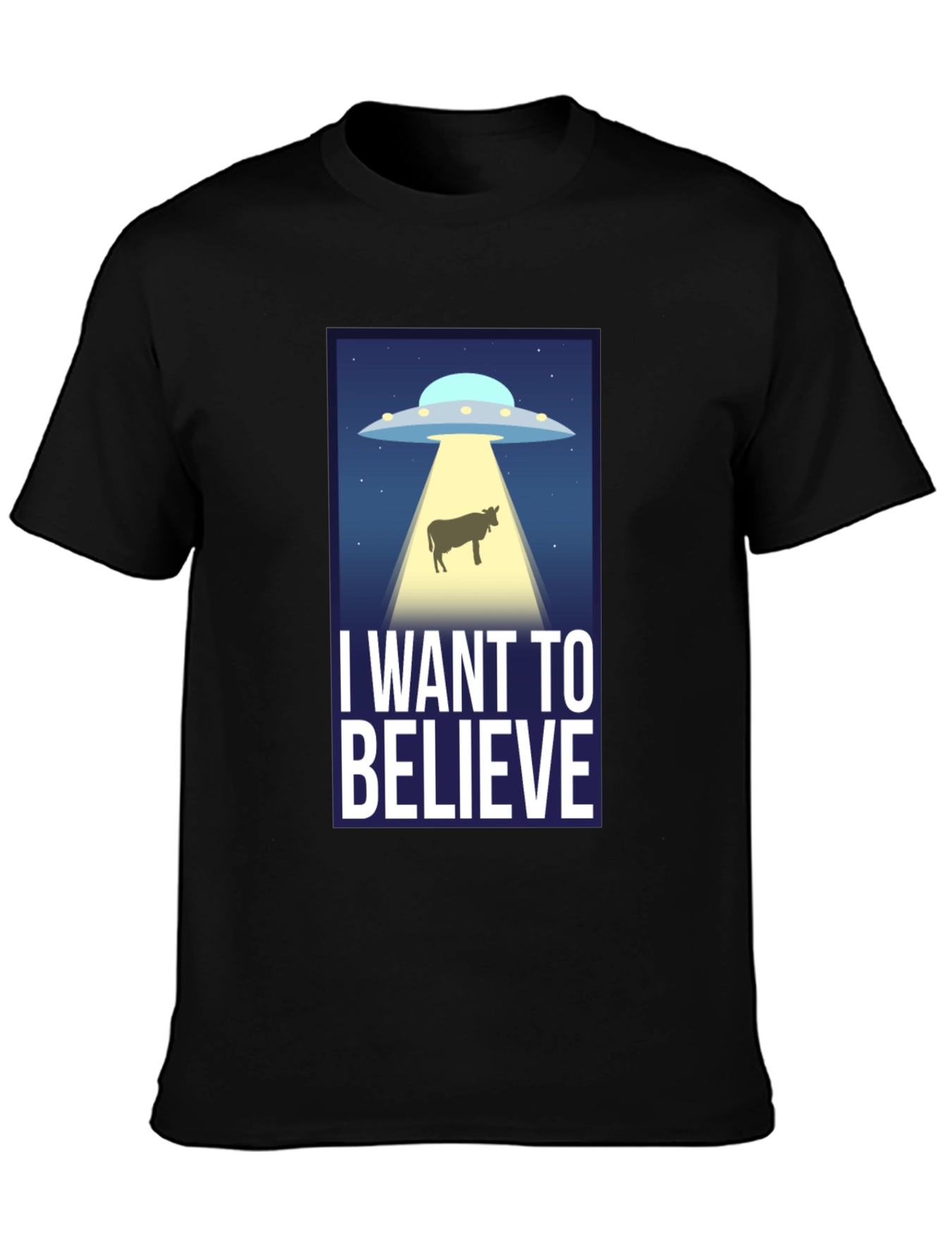 I Want to Believe UFO Cow Abduction T-Shirt