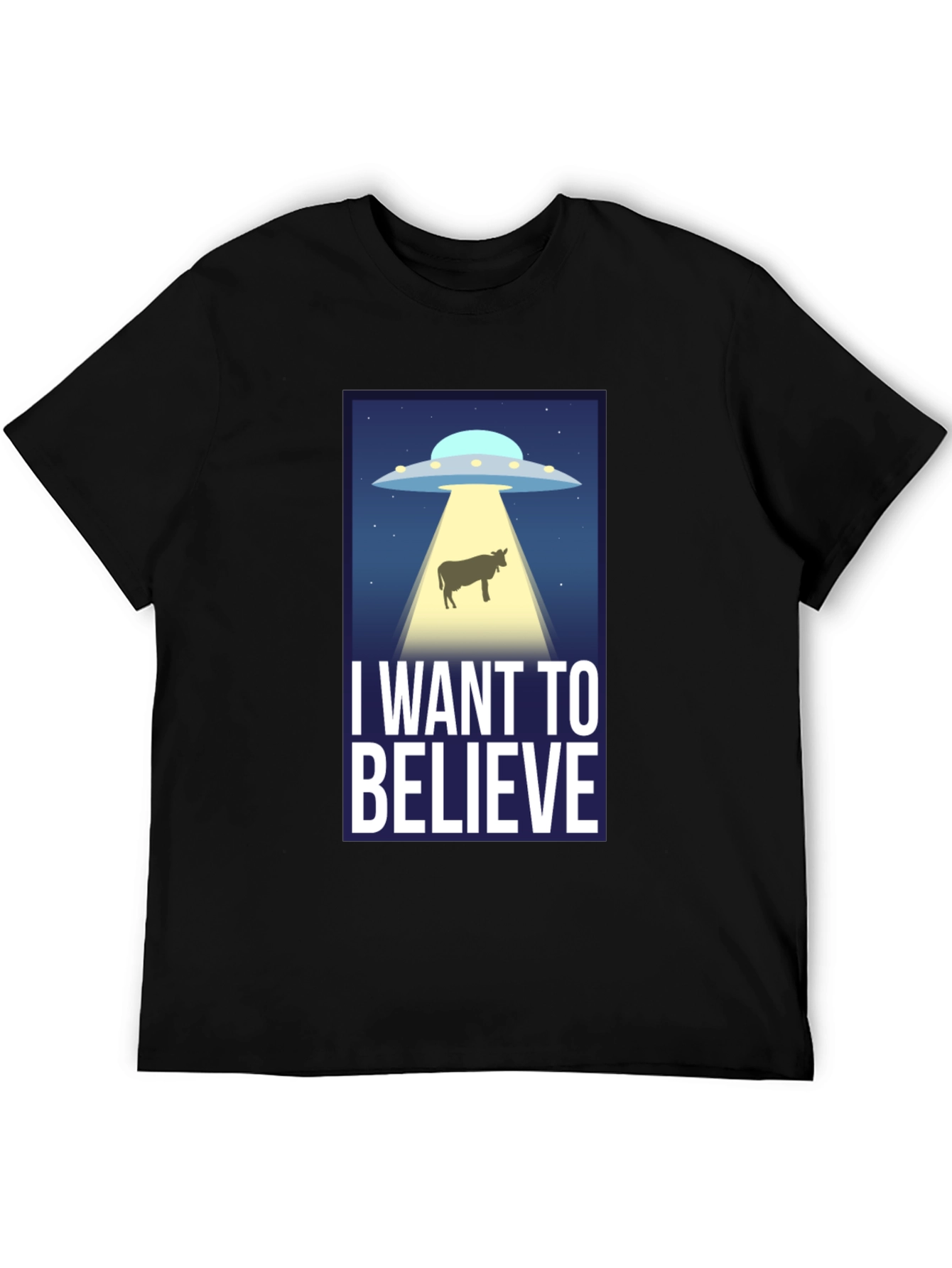 I Want to Believe UFO Cow Abduction T-Shirt