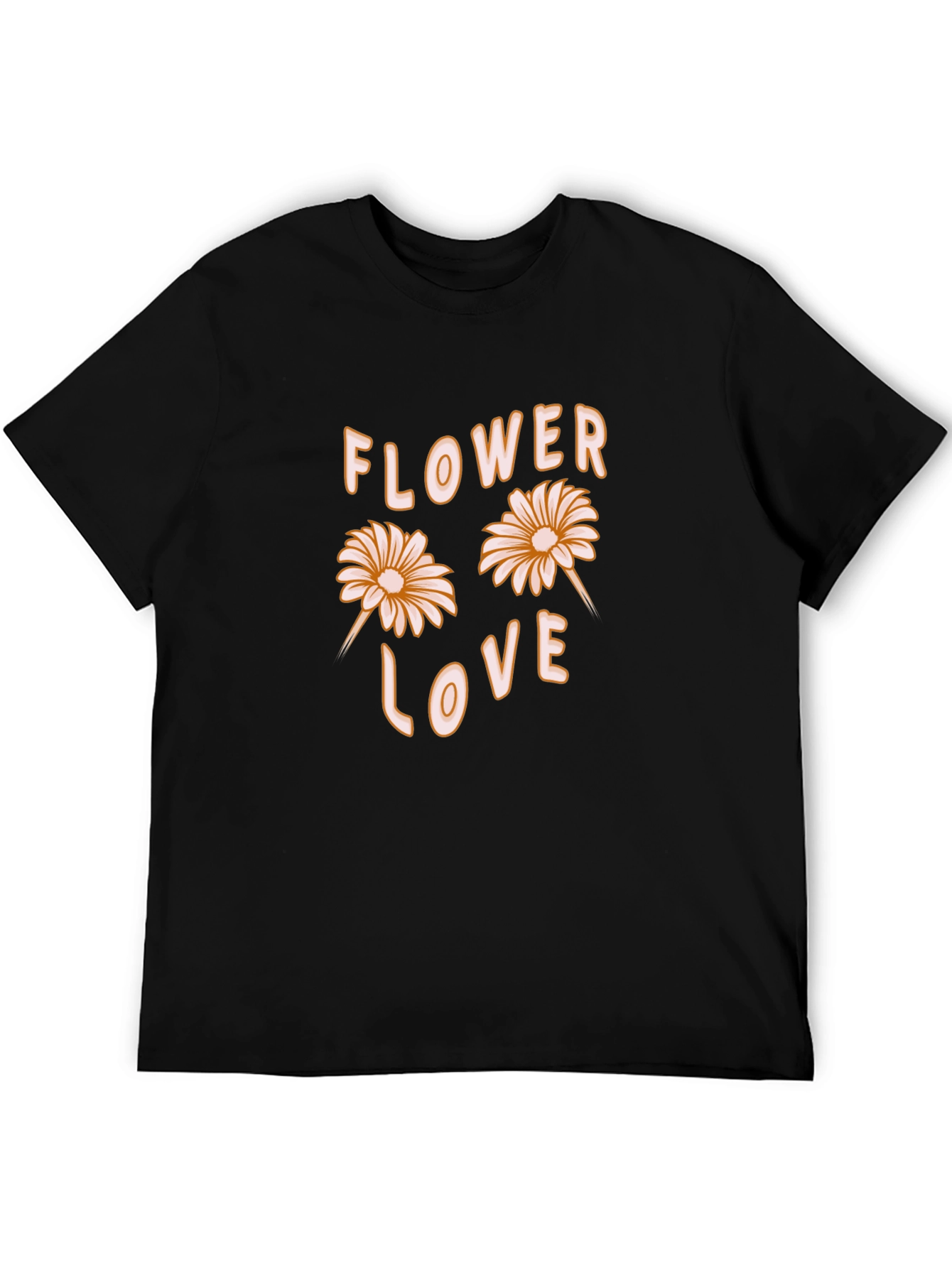 Flower Love Graphic Tee - Black Cotton Casual Shirt
