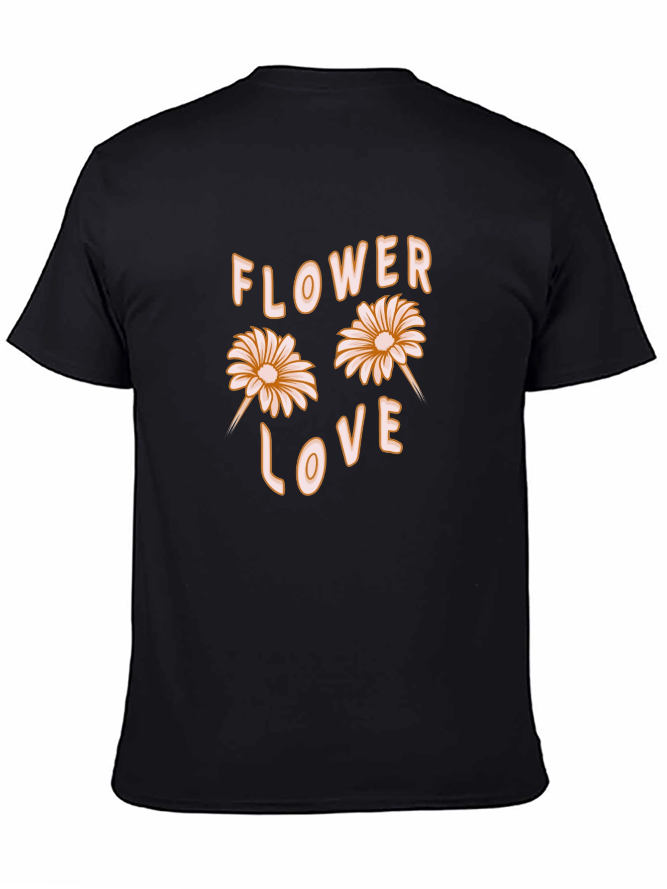 Flower Love Graphic Tee - Black Cotton Casual Shirt