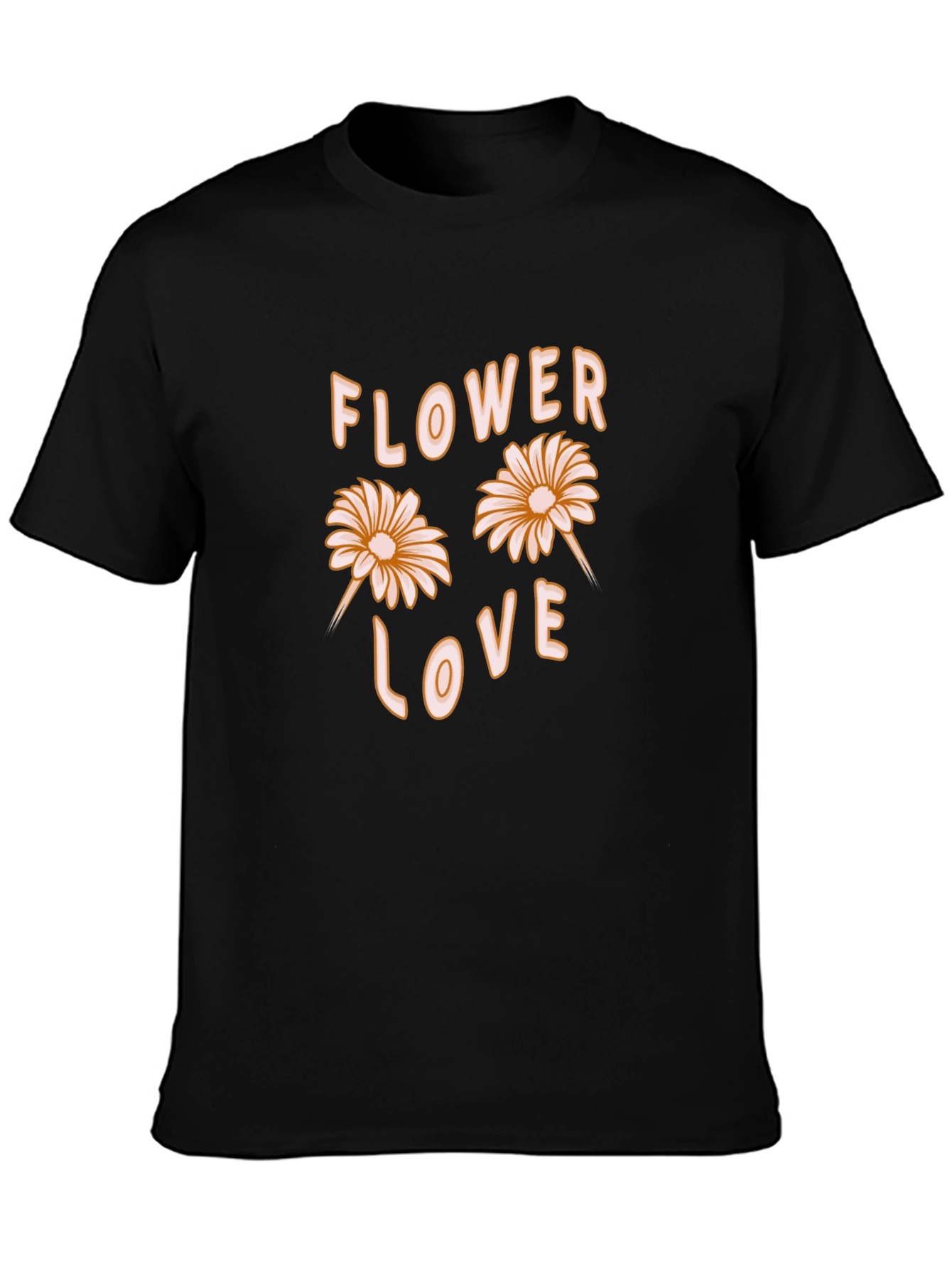 Flower Love Graphic Tee - Black Cotton Casual Shirt