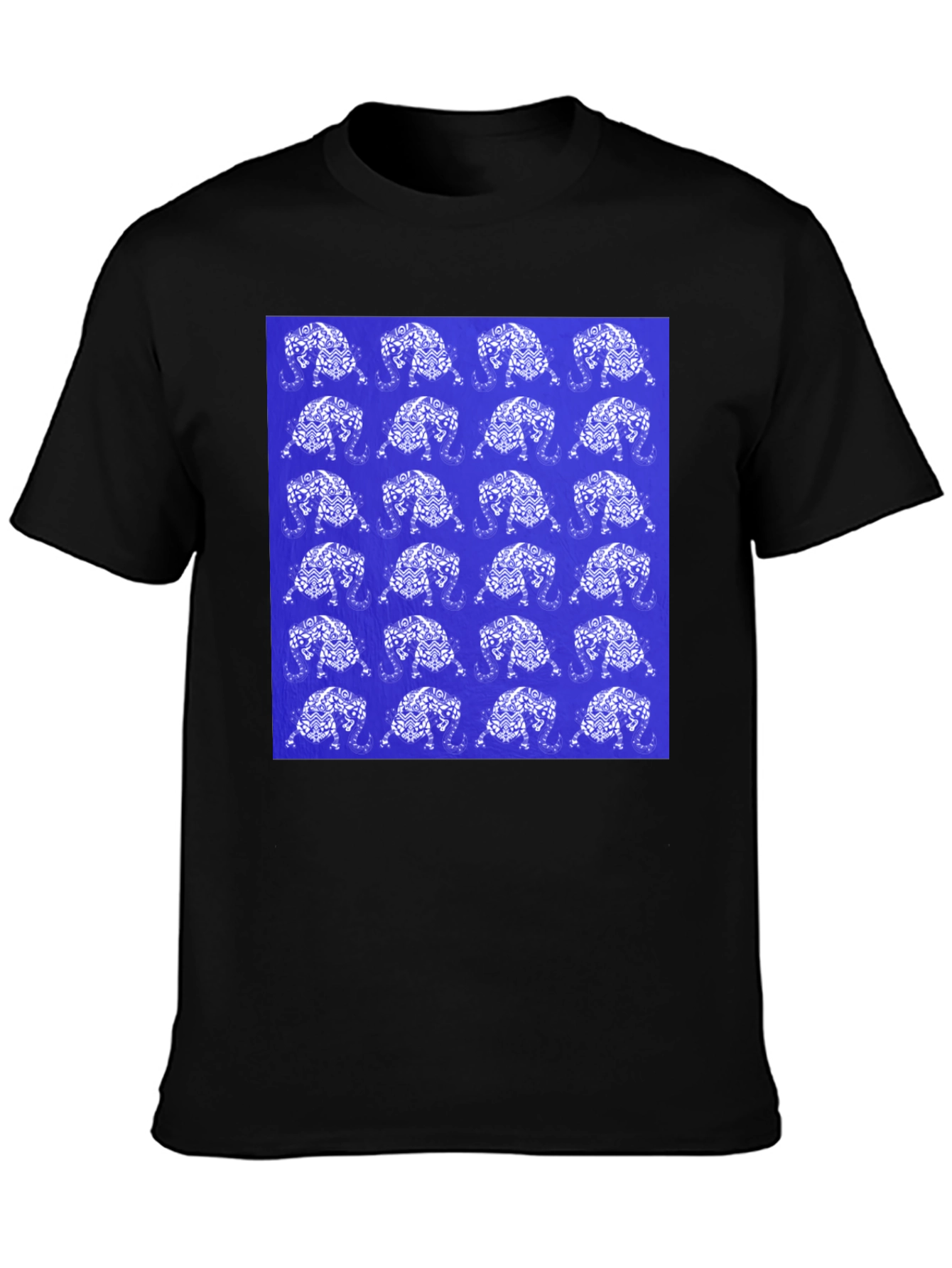 Patterned Elephant Print Crew Neck T-Shirt
