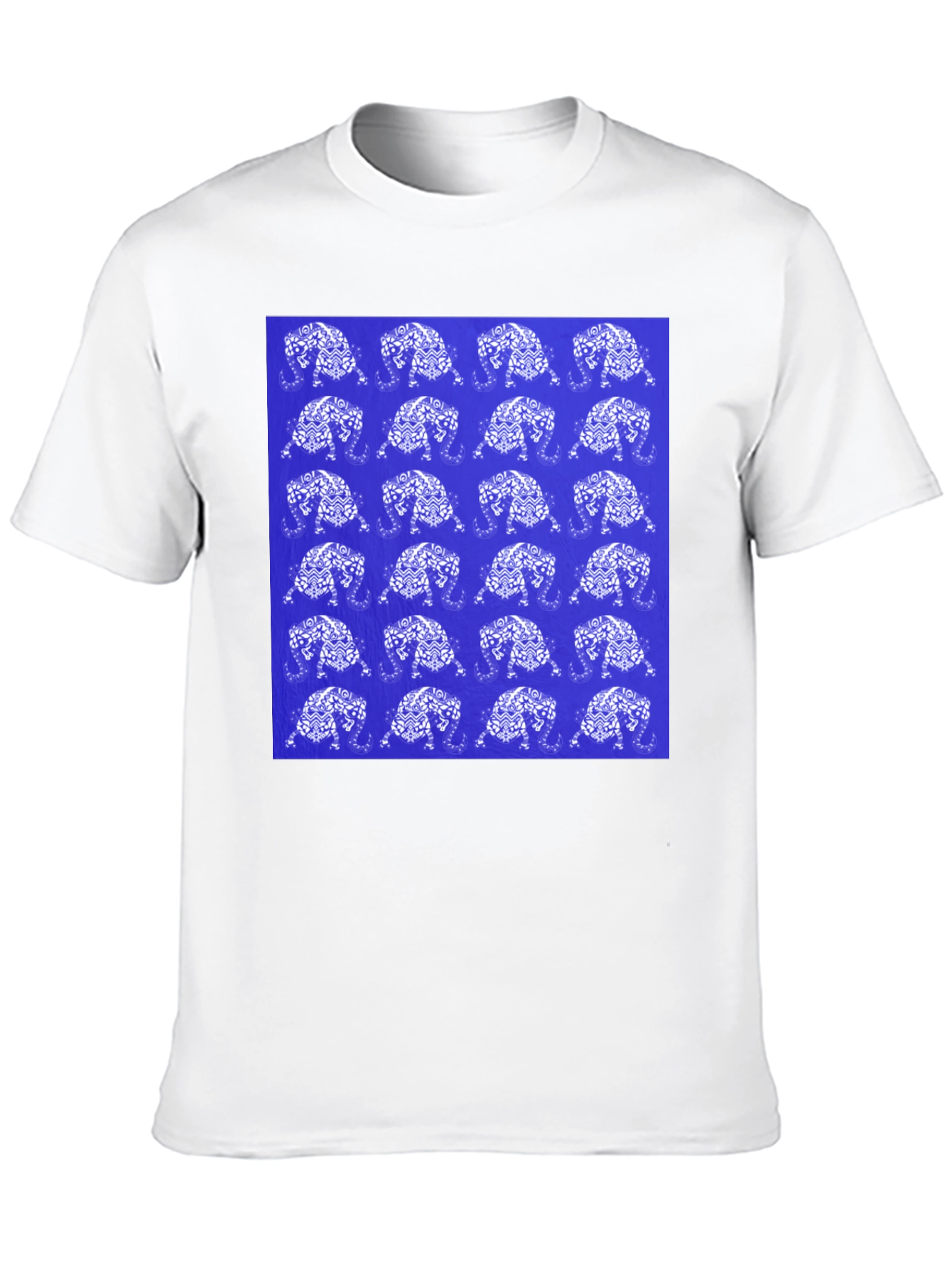 Patterned Elephant Print Crew Neck T-Shirt