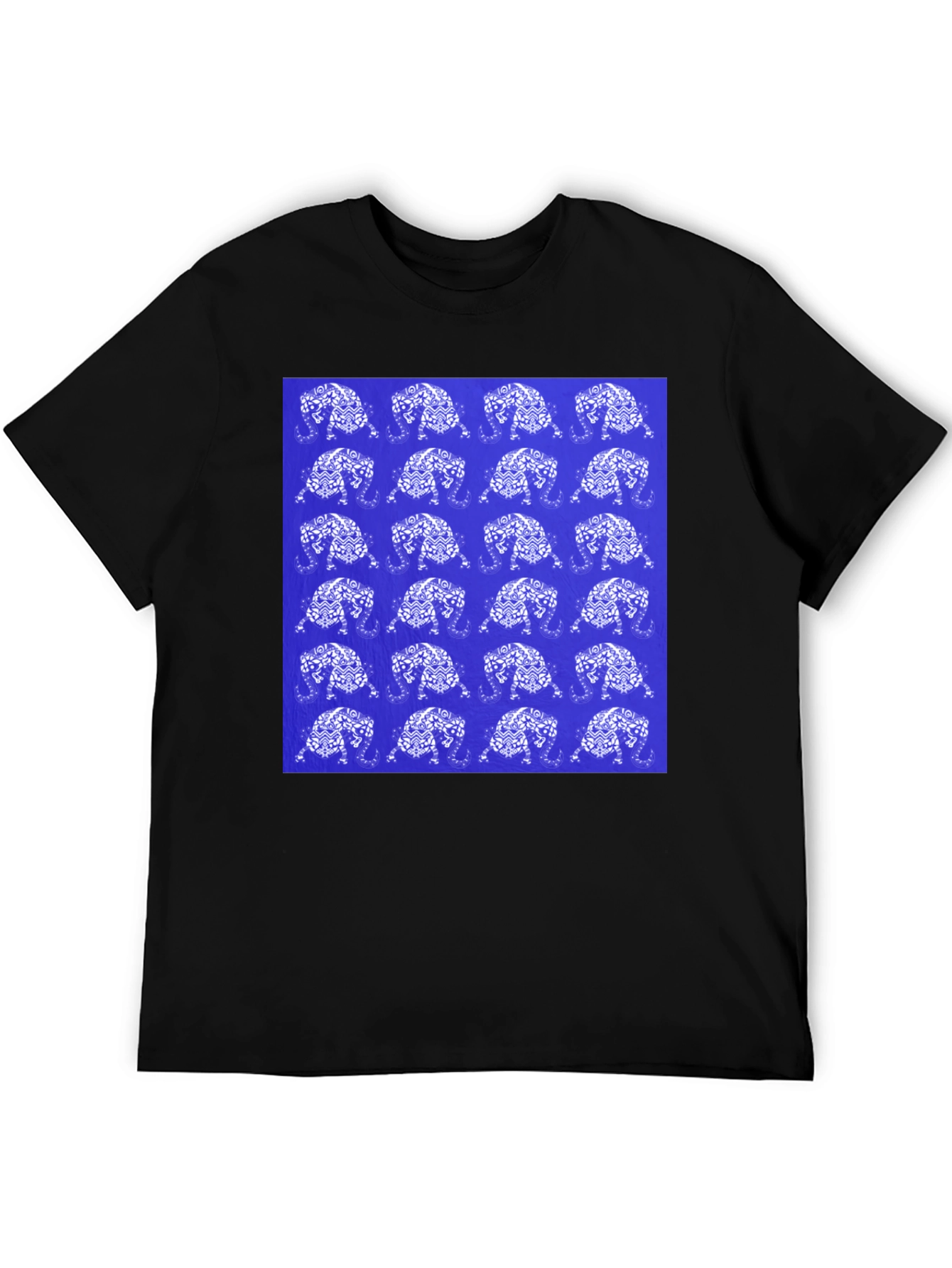 Patterned Elephant Print Crew Neck T-Shirt