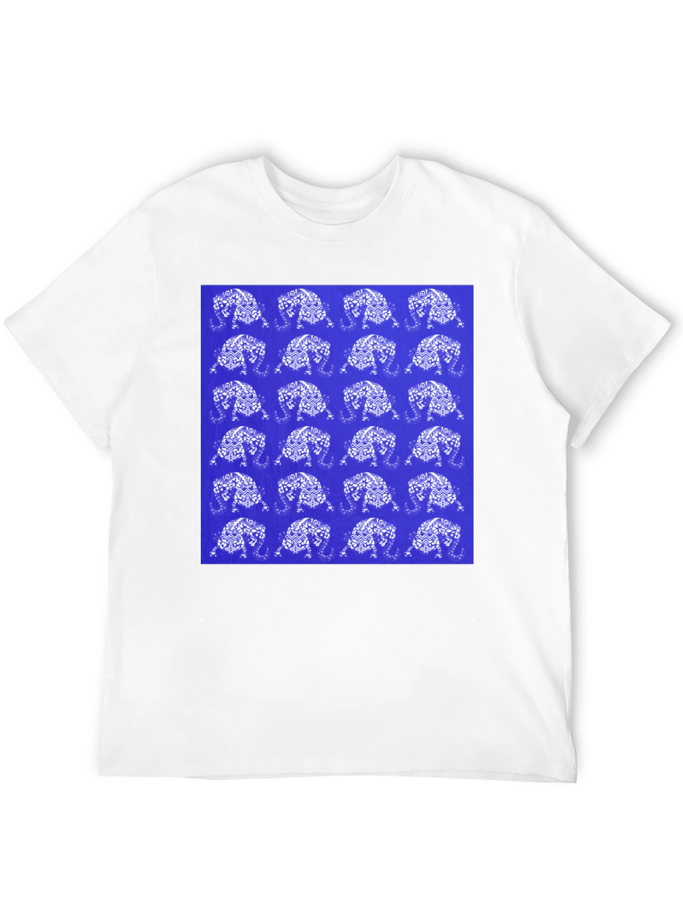 Patterned Elephant Print Crew Neck T-Shirt