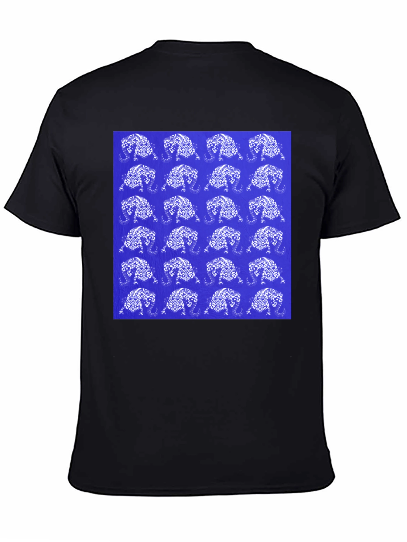 Patterned Elephant Print Crew Neck T-Shirt