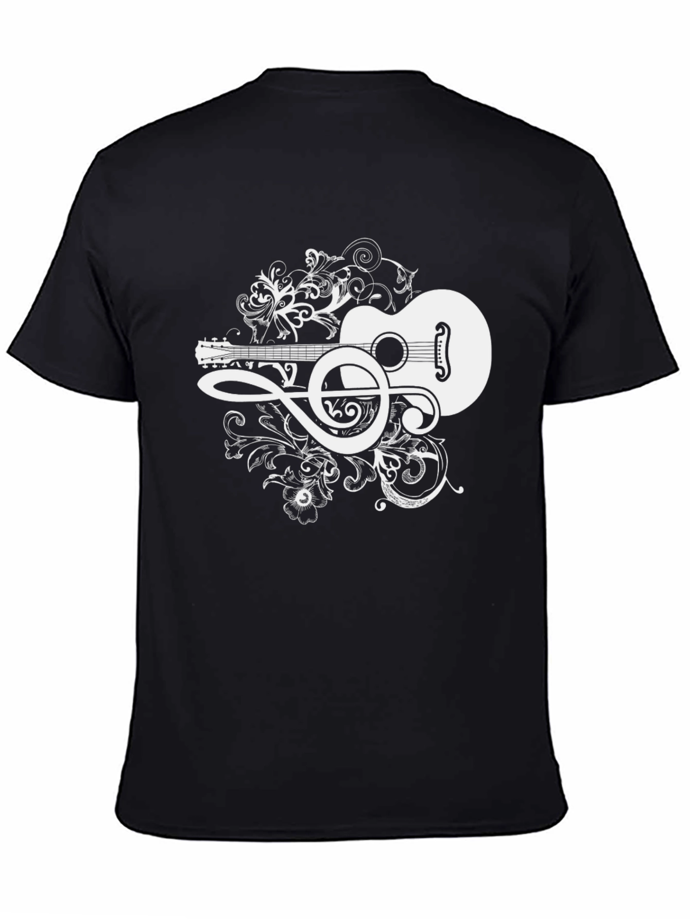 Acoustic Guitar Treble Clef Graphic Tee - Black