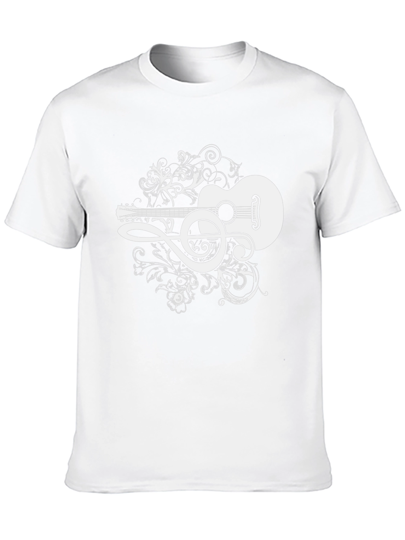 Acoustic Guitar Treble Clef Graphic Tee - Black