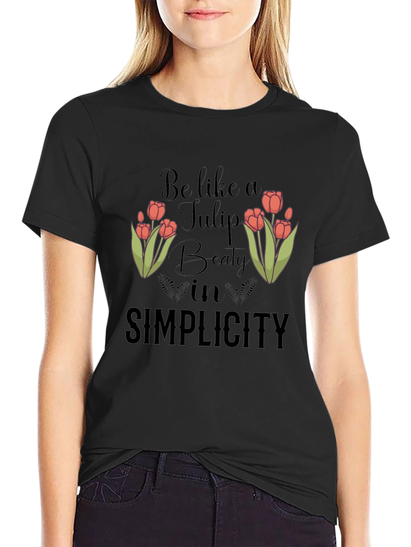 Tulip Simplicity Graphic Tee - Stylish Black Shirt
